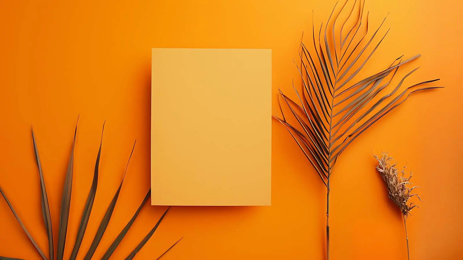 Blank Card Mockup with Dried Palm Leaf — free download from Dotvec