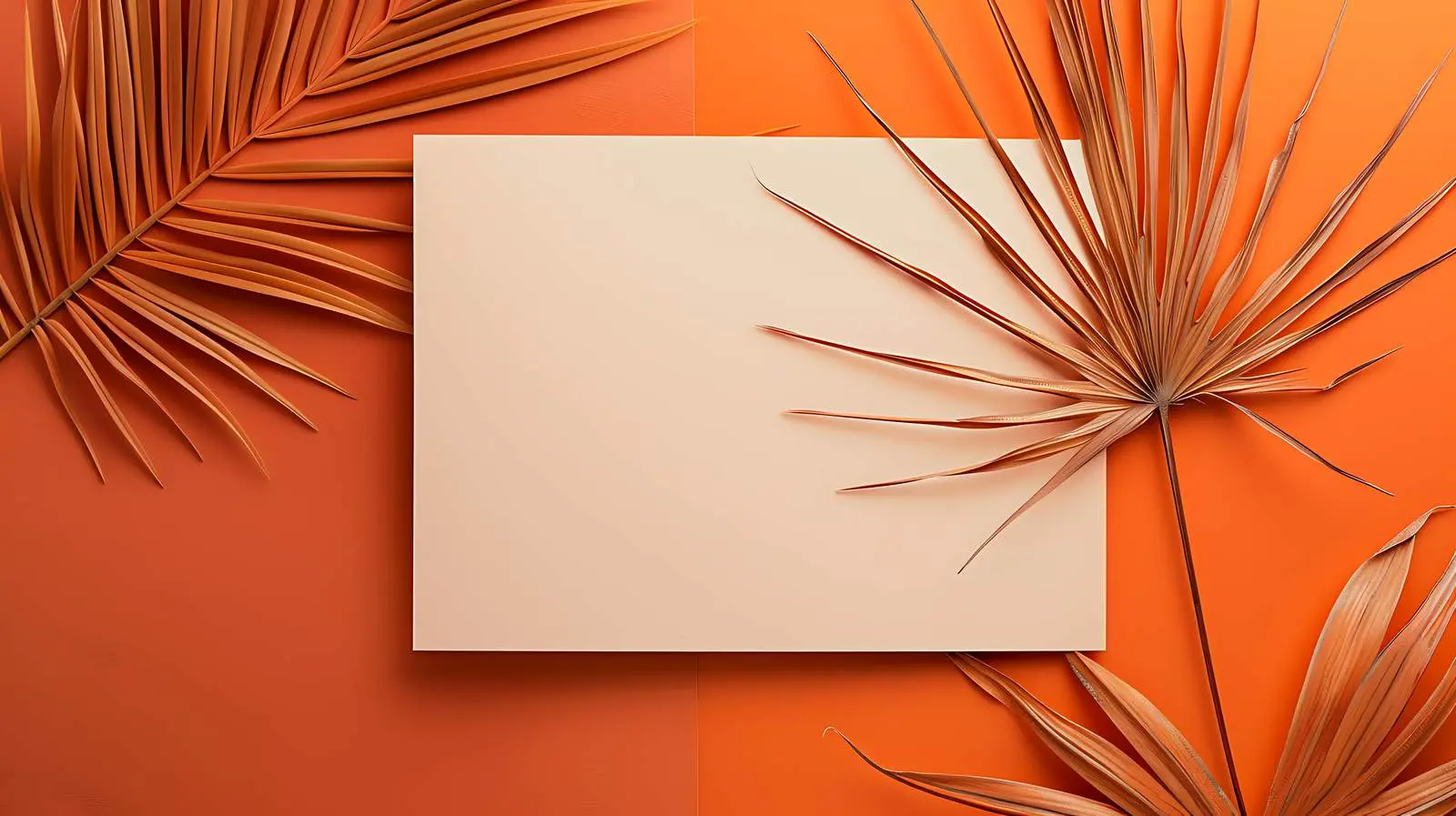 Blank Paper Card Mockup with Dried Palm Leaf — free download from Dotvec