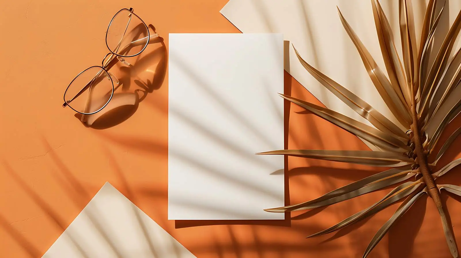 Blank Card Mockup with Dried Palm Leaf — free download from Dotvec