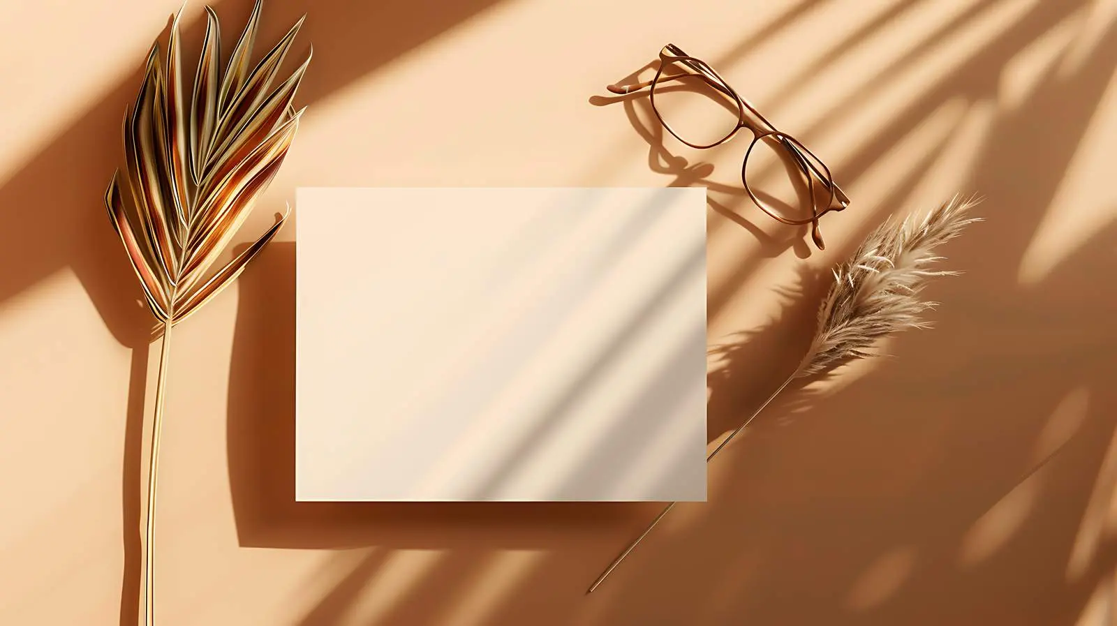 Blank Card Mockup with Dried Palm Leaf — free download from Dotvec