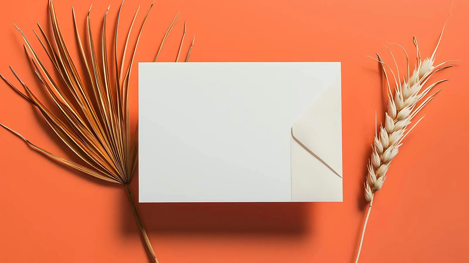 Blank Paper Card Mockup with Dried Palm — free download from Dotvec