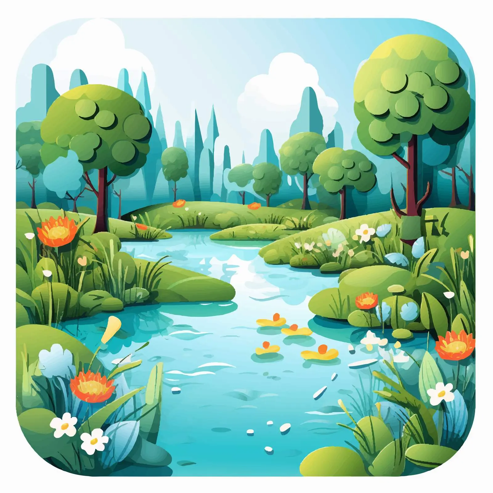 Forest Pond Paper Design Vector Illustration — free download from Dotvec