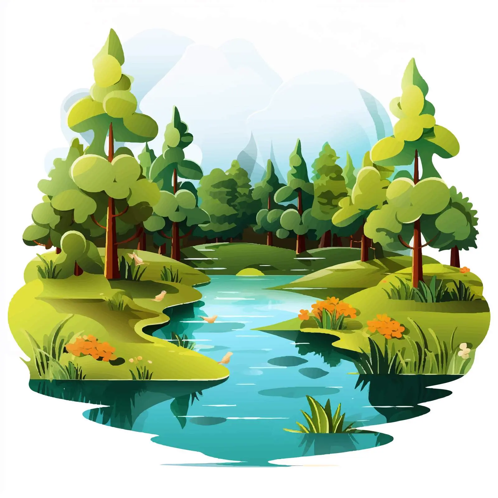 Forest Pond Illustration Vector Design — free download from Dotvec