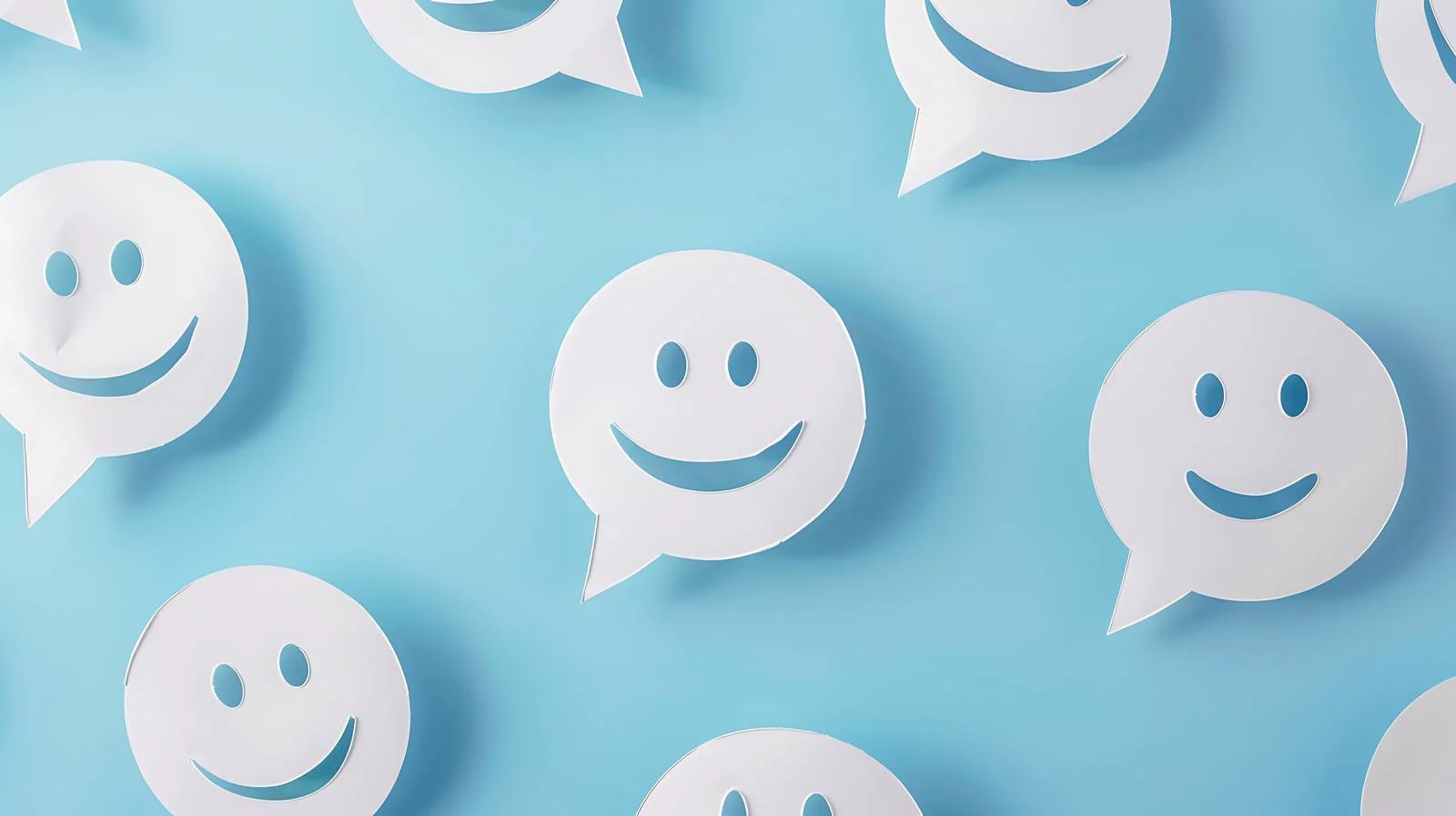 Speech Bubble Paper Faces on Blue Background — free download from Dotvec