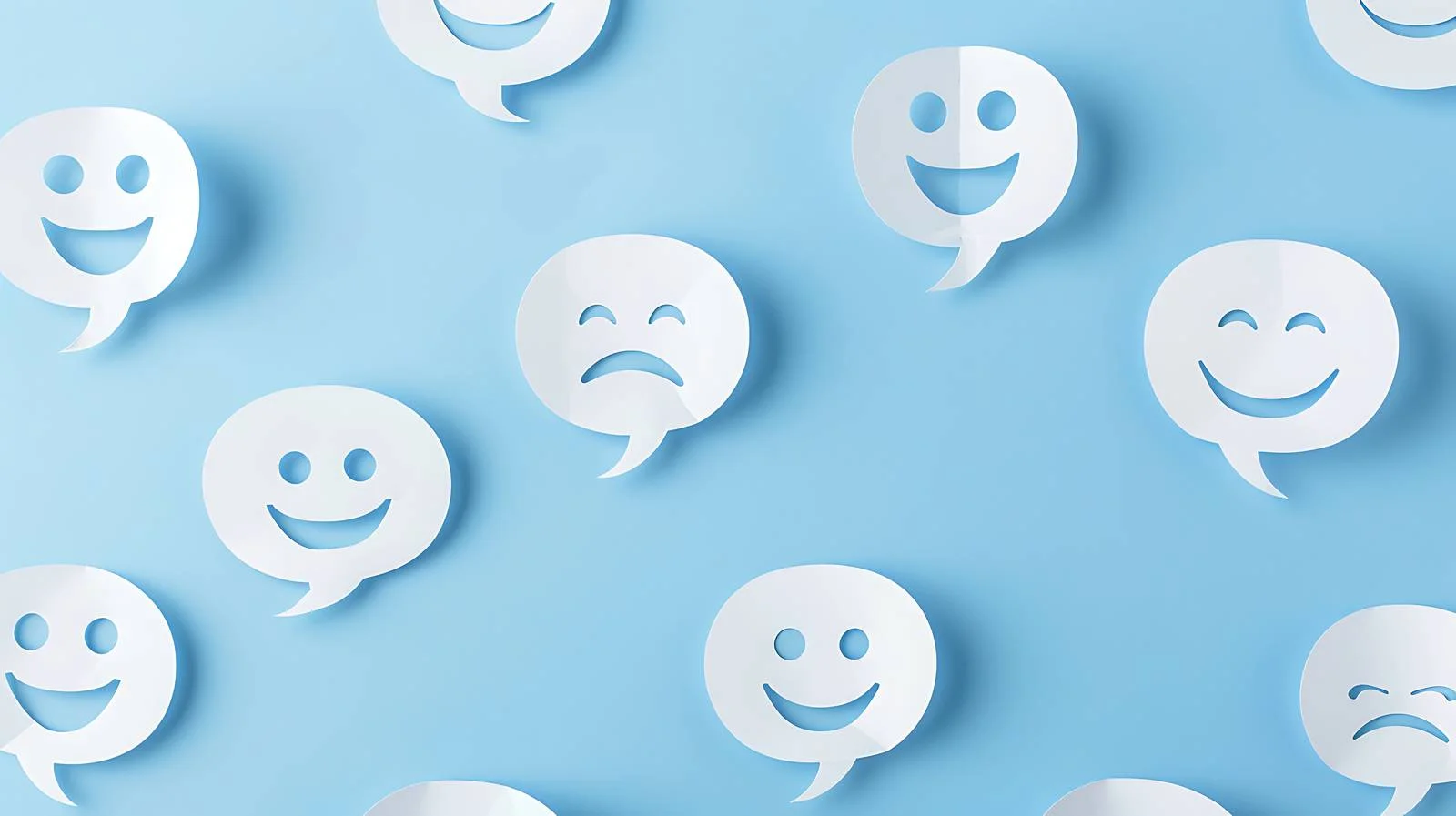 Faces with Speech Bubbles on Blue Background — free download from Dotvec