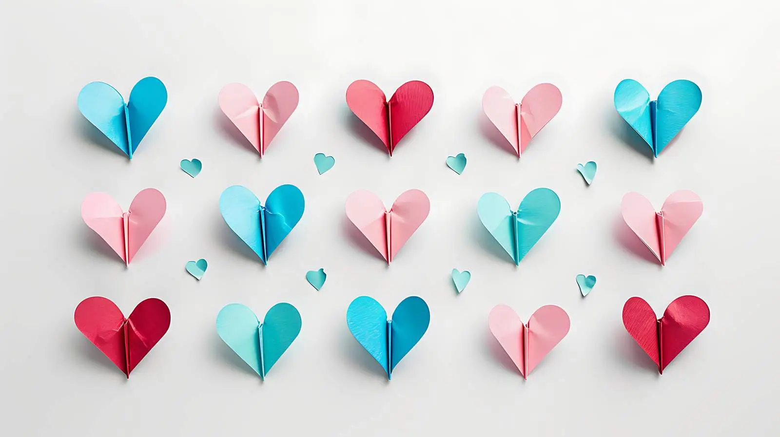 Flat Lay Paper Heart Symbols on White Background — free download from Dotvec