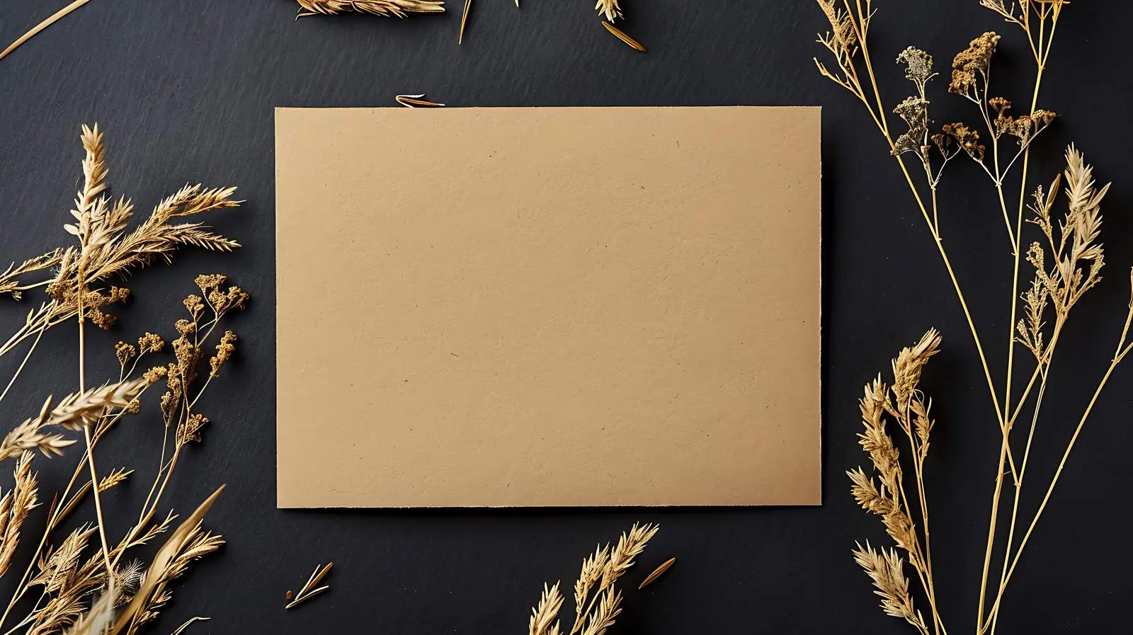 Blank Paper Sheet Card Mockup with Dried Grass — free download from Dotvec