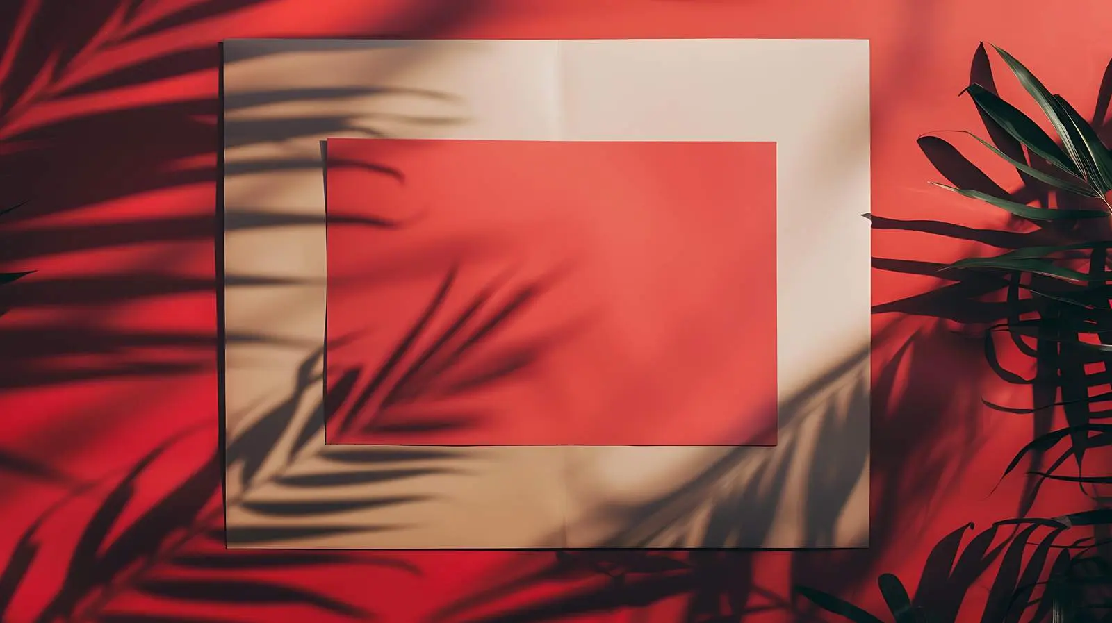 Blank Paper Card Mockup on Red Tan Background — free download from Dotvec