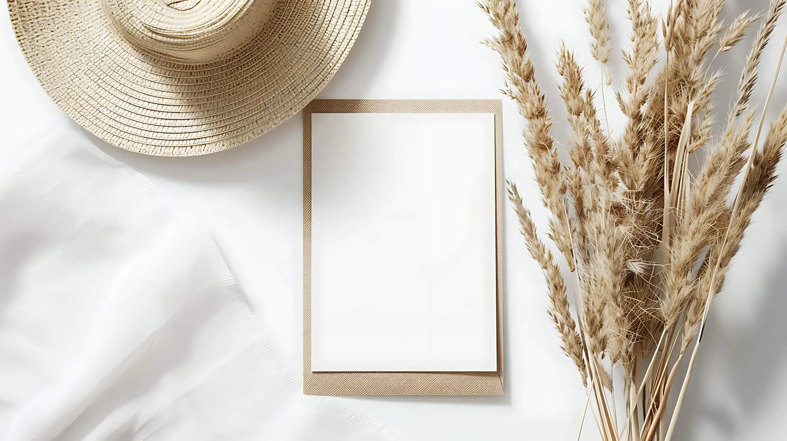Blank Paper Card Mockup with Straw Hat — free download from Dotvec