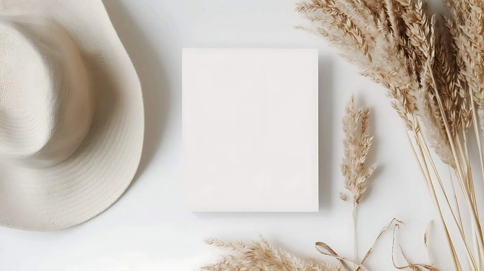 Blank Card Mockup with Straw Hat Display — free download from Dotvec