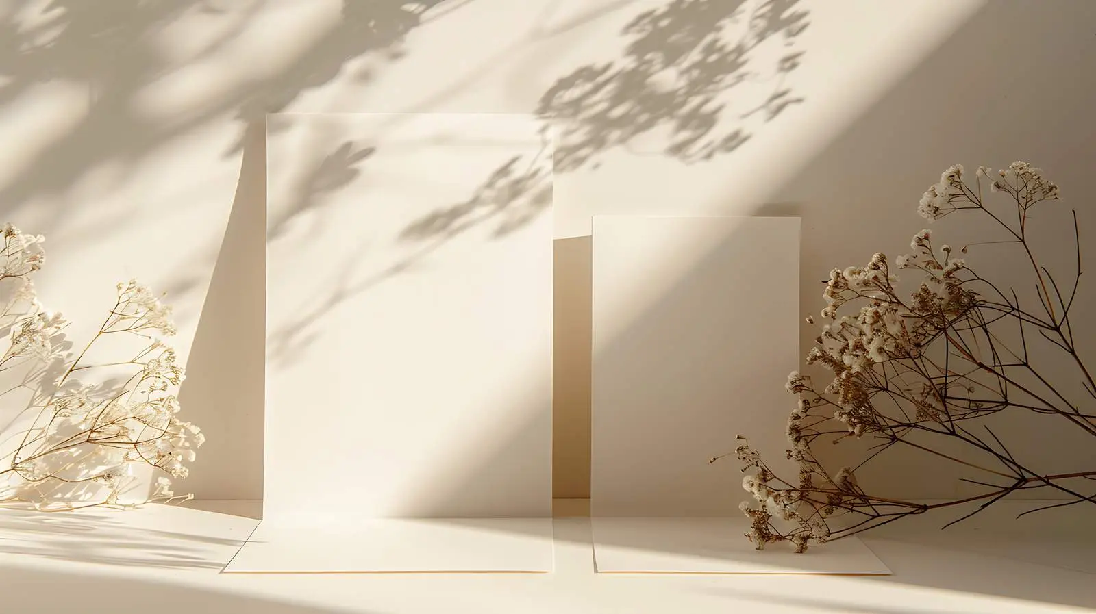 Paper Cards Mockup in Sunlit Flowers — free download from Dotvec