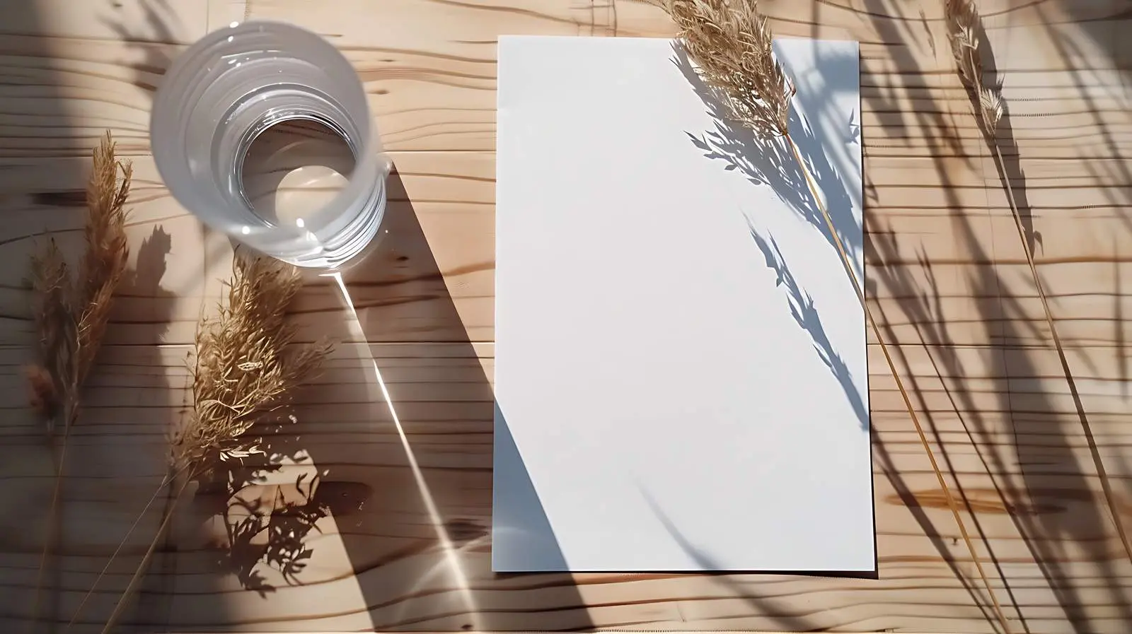 Note Paper with Water Glass and Dried Grass — free download from Dotvec