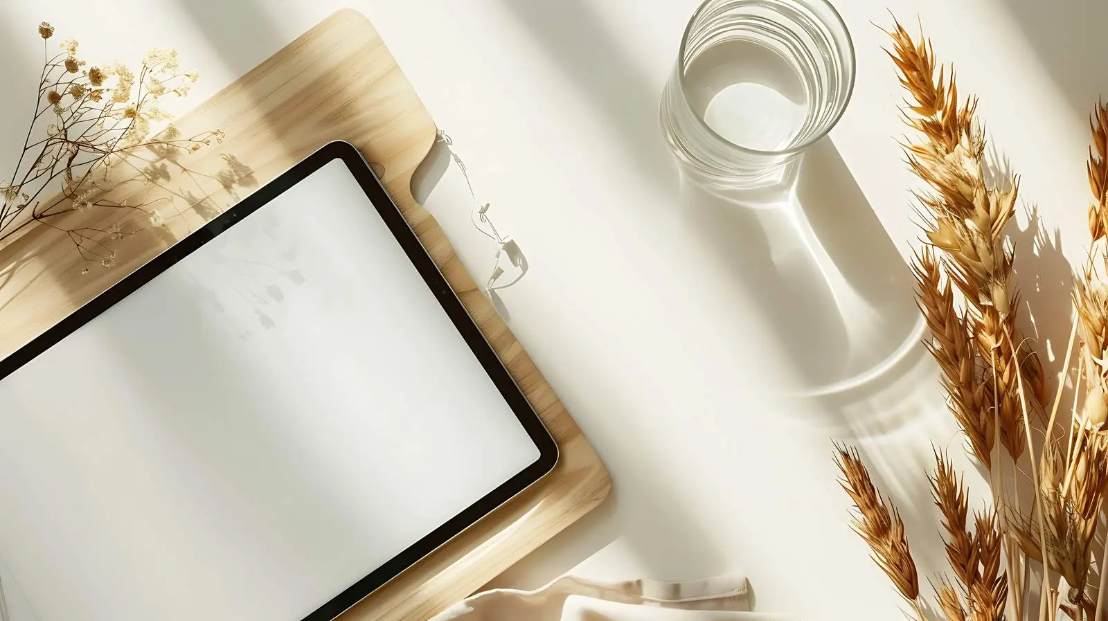 Note-Taking Setup with Water and Tablet — free download from Dotvec