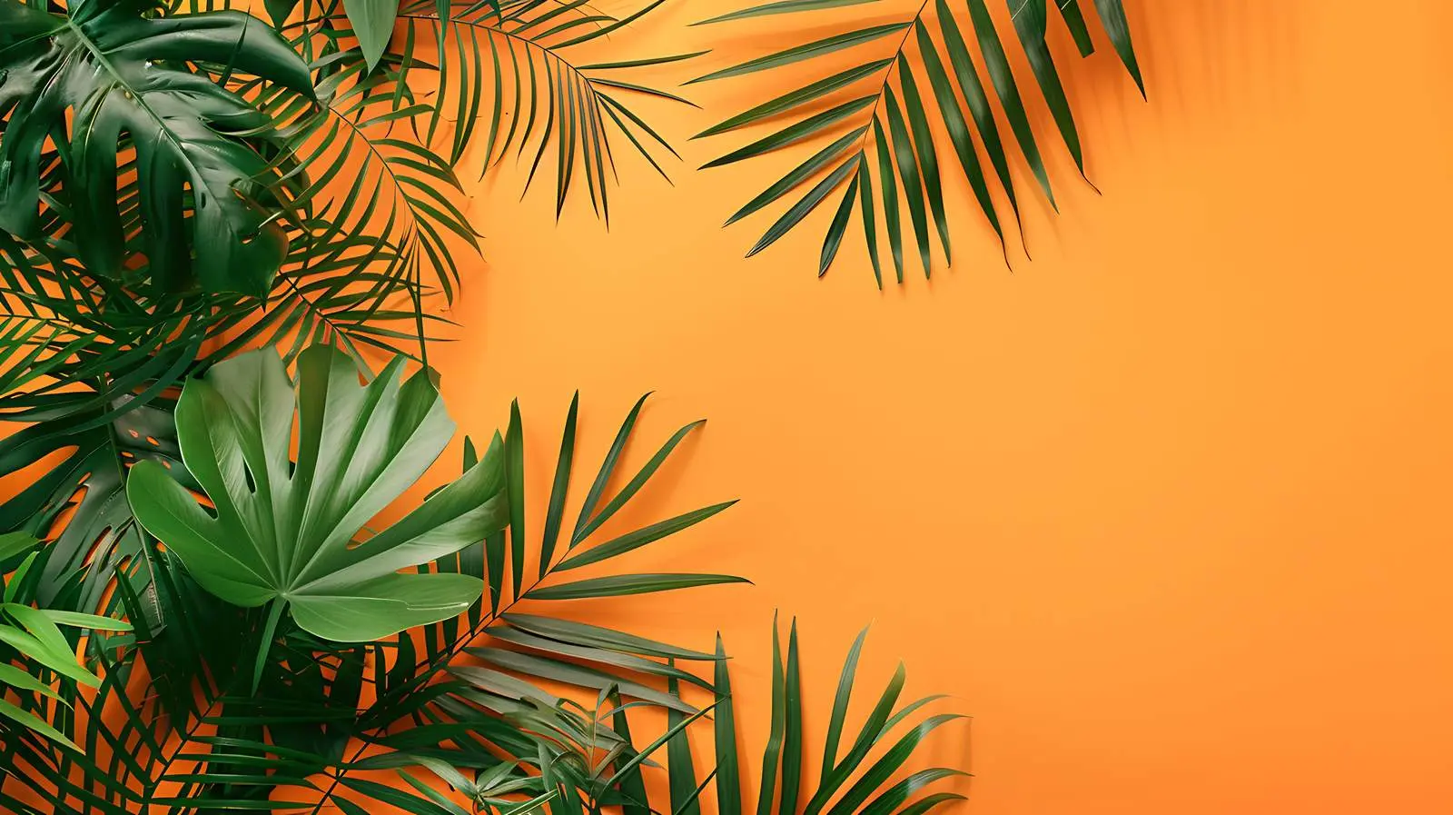 Blank Paper Sheet on Orange Background with Palm Leaves — free download from Dotvec