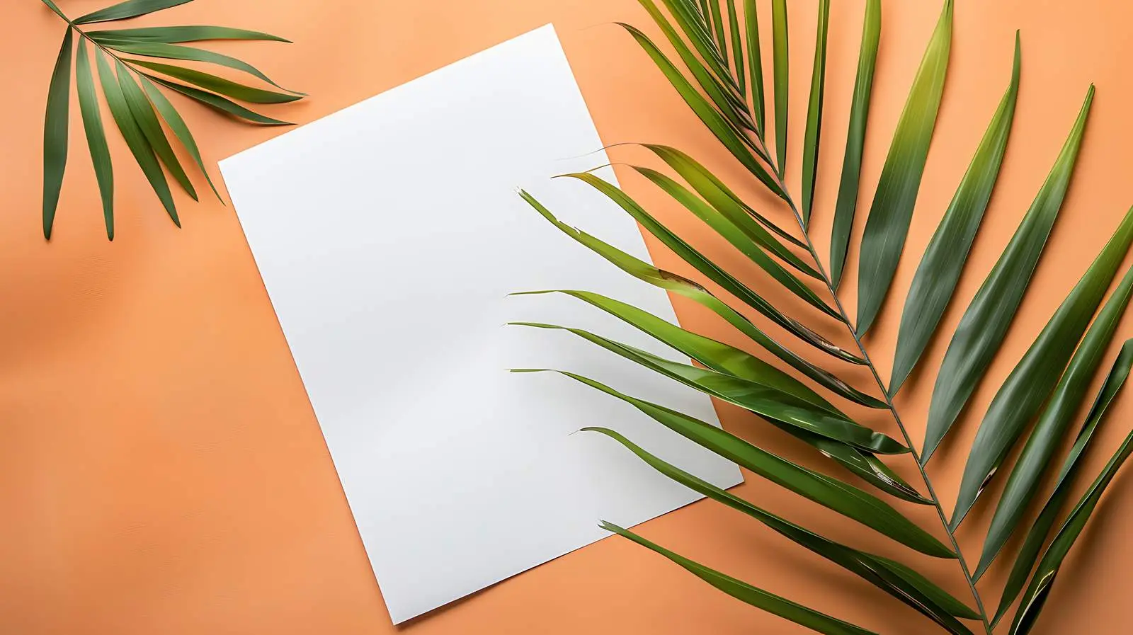 Blank Paper Sheet on Orange Background with Palm — free download from Dotvec