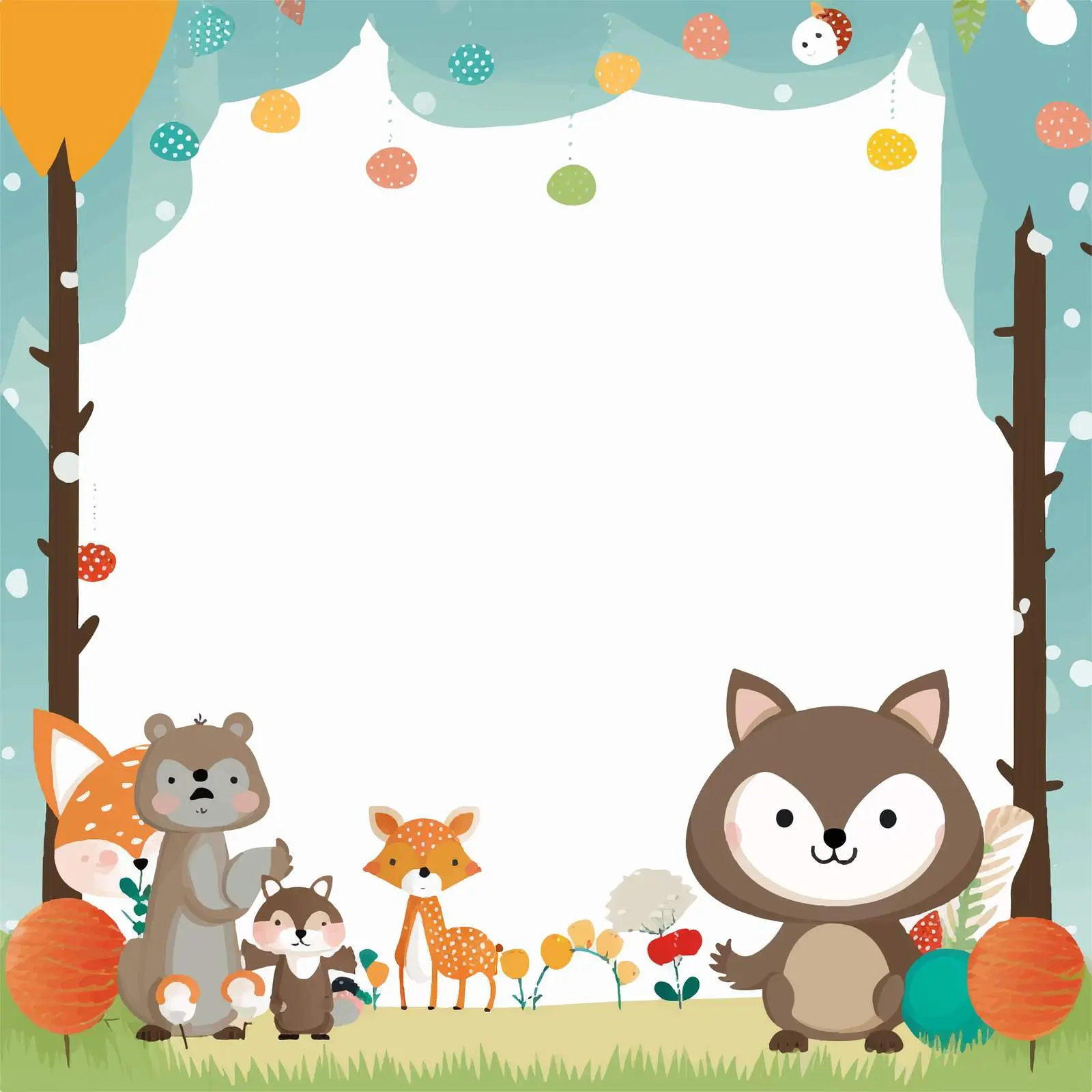 Cute Animal Party Theme Paper Template — free download from Dotvec