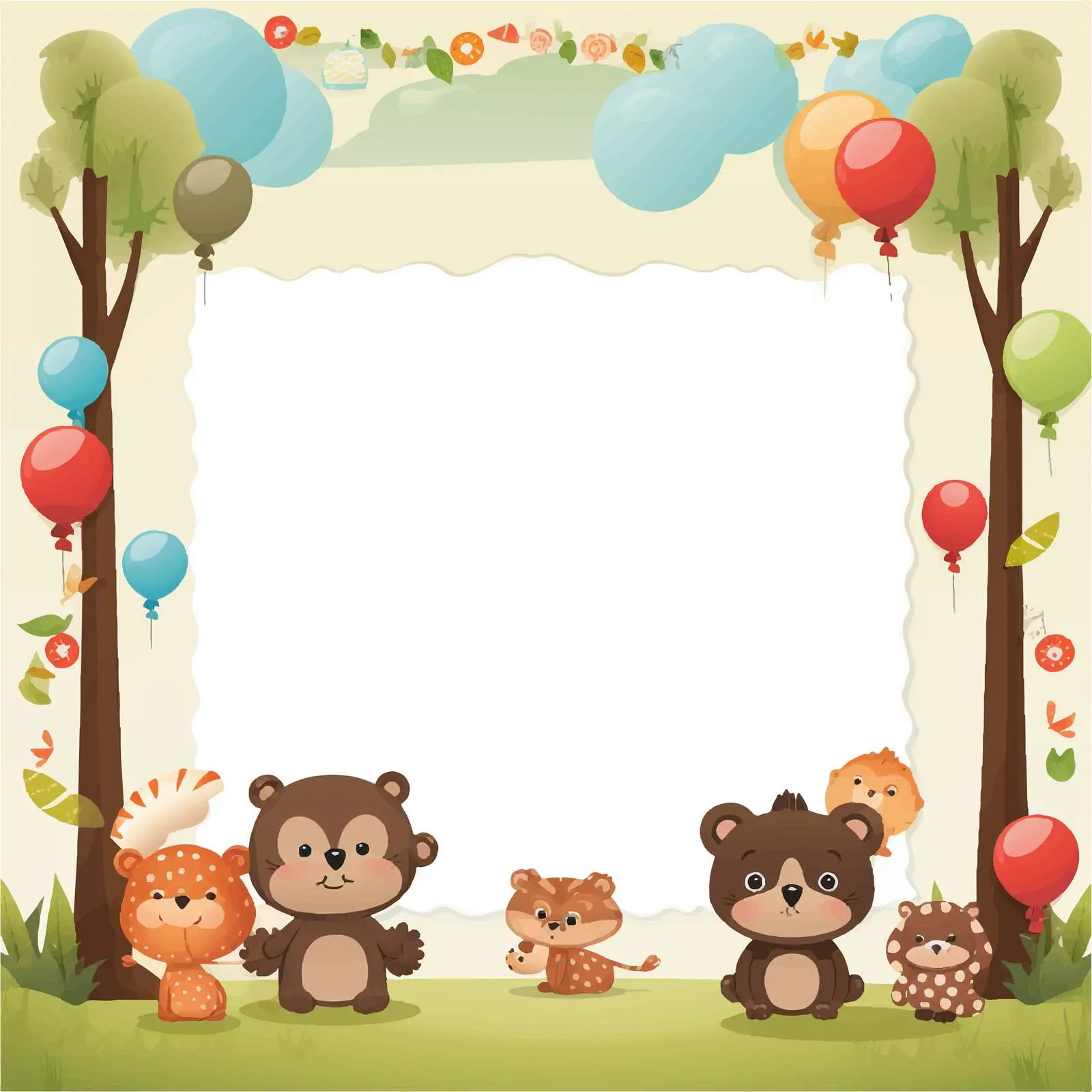 Cute Animal Party Template in Forest Background — free download from Dotvec