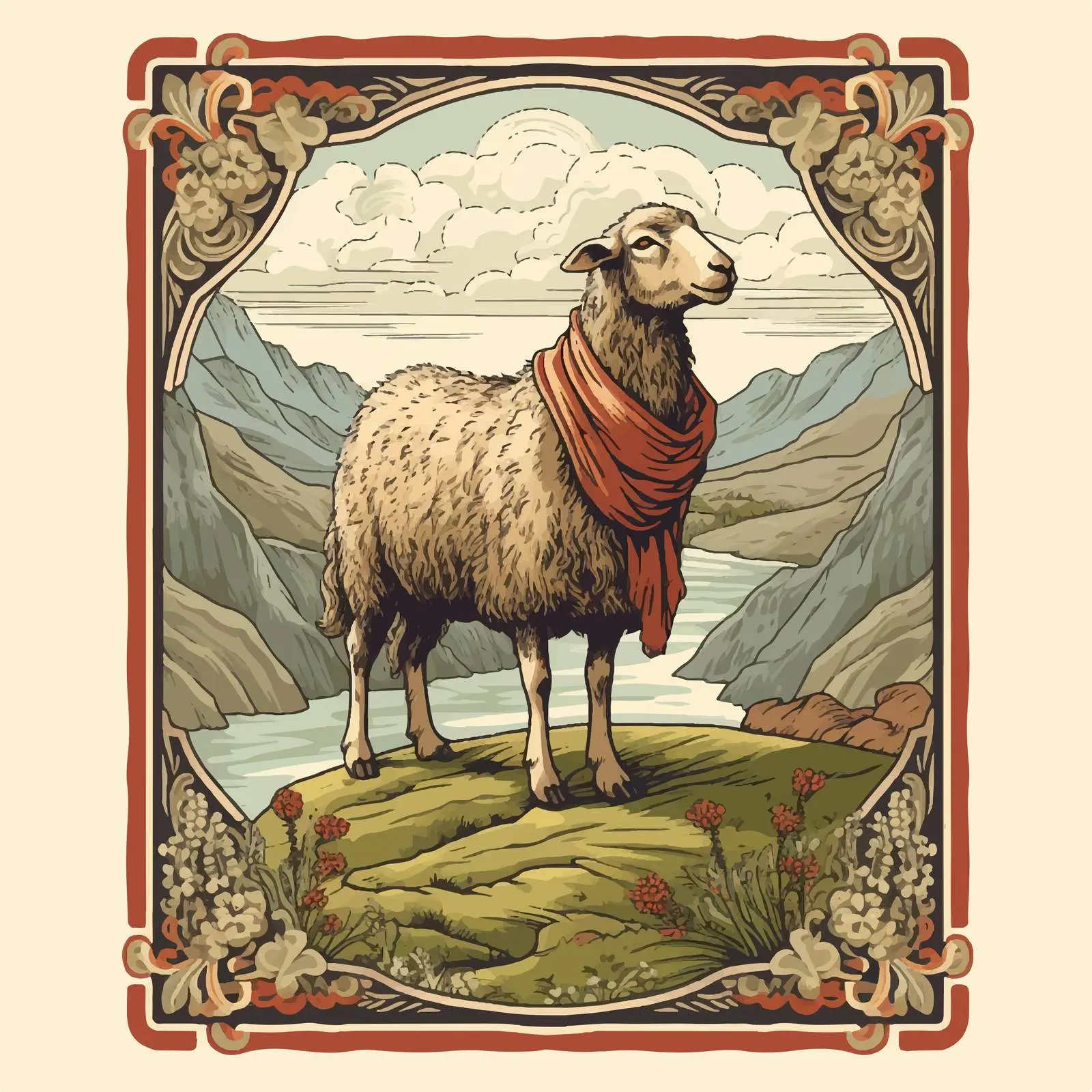 Lost Sheep Parable Medieval Tapestry Illustration — free download from Dotvec