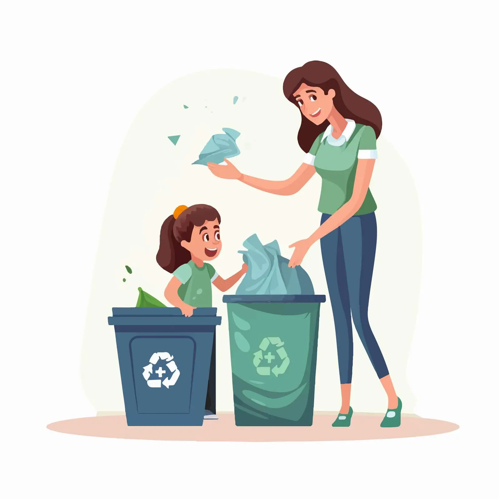 Parent Teaching Child to Dispose of Trash – free parental guidance image from Dotvec