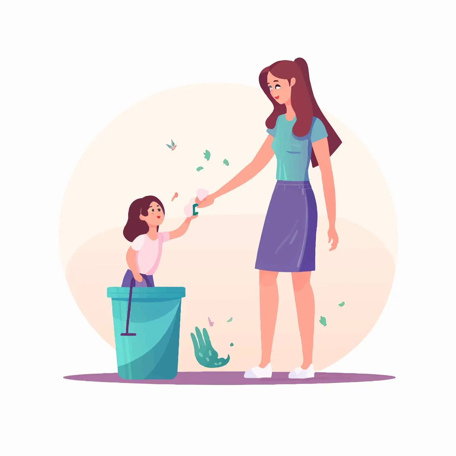 Mother Teaching Child to Dispose Waste Properly — free download from Dotvec