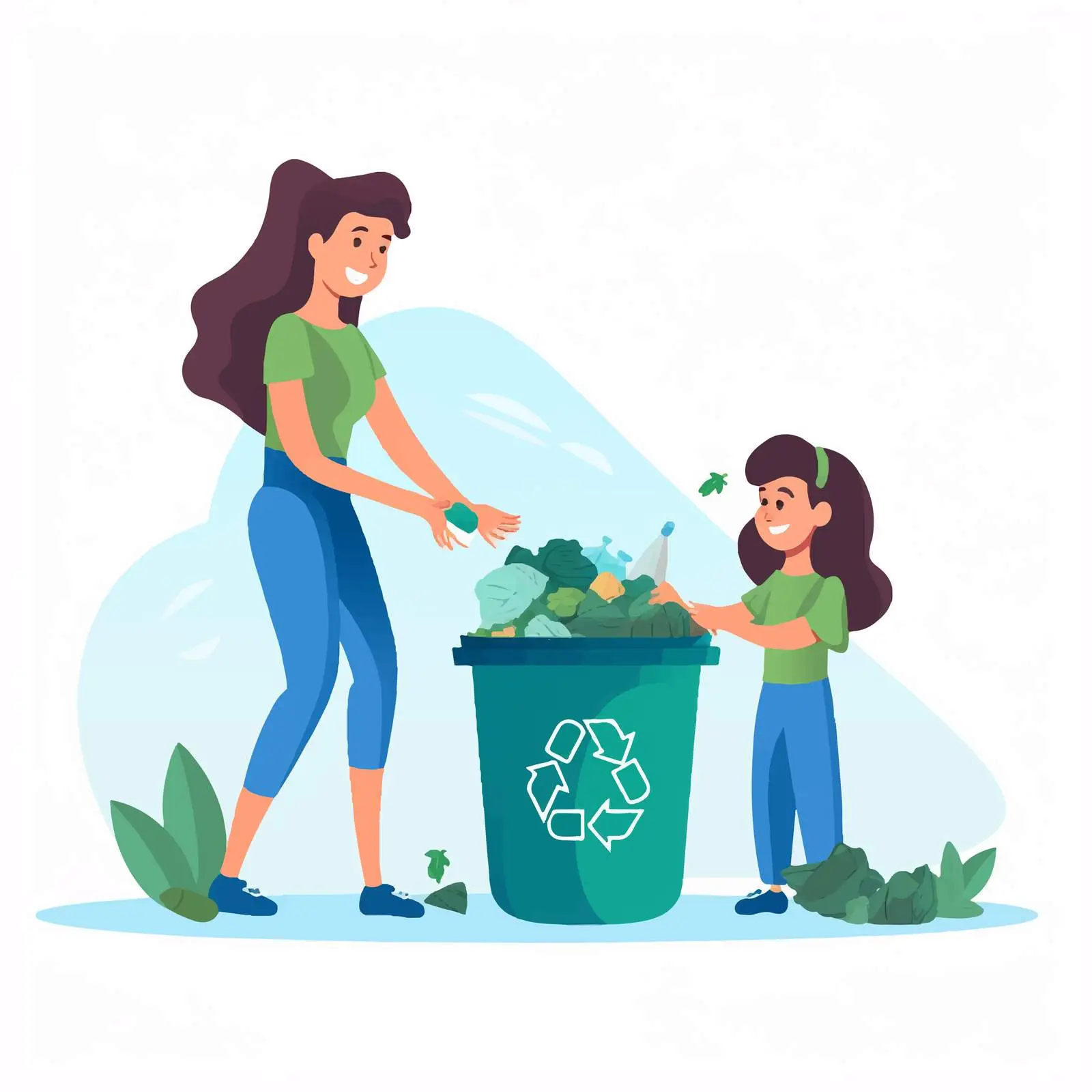 Mother Educating Kid on Recycling Properly – free public spaces image from Dotvec