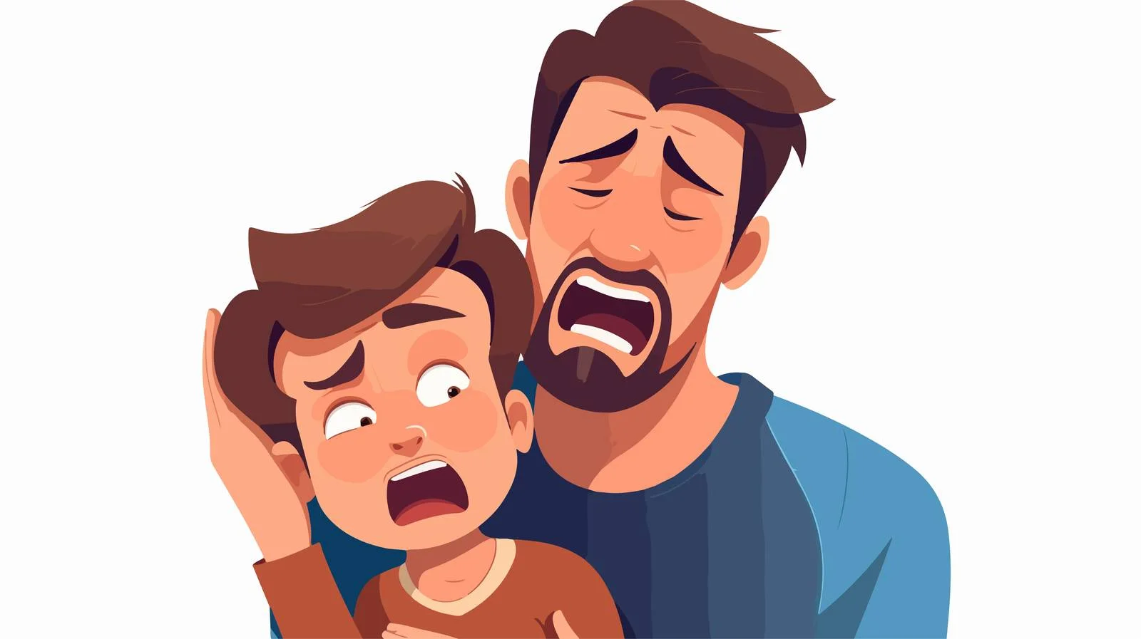 Parent and Child Crying Cartoon Illustration — free download from Dotvec