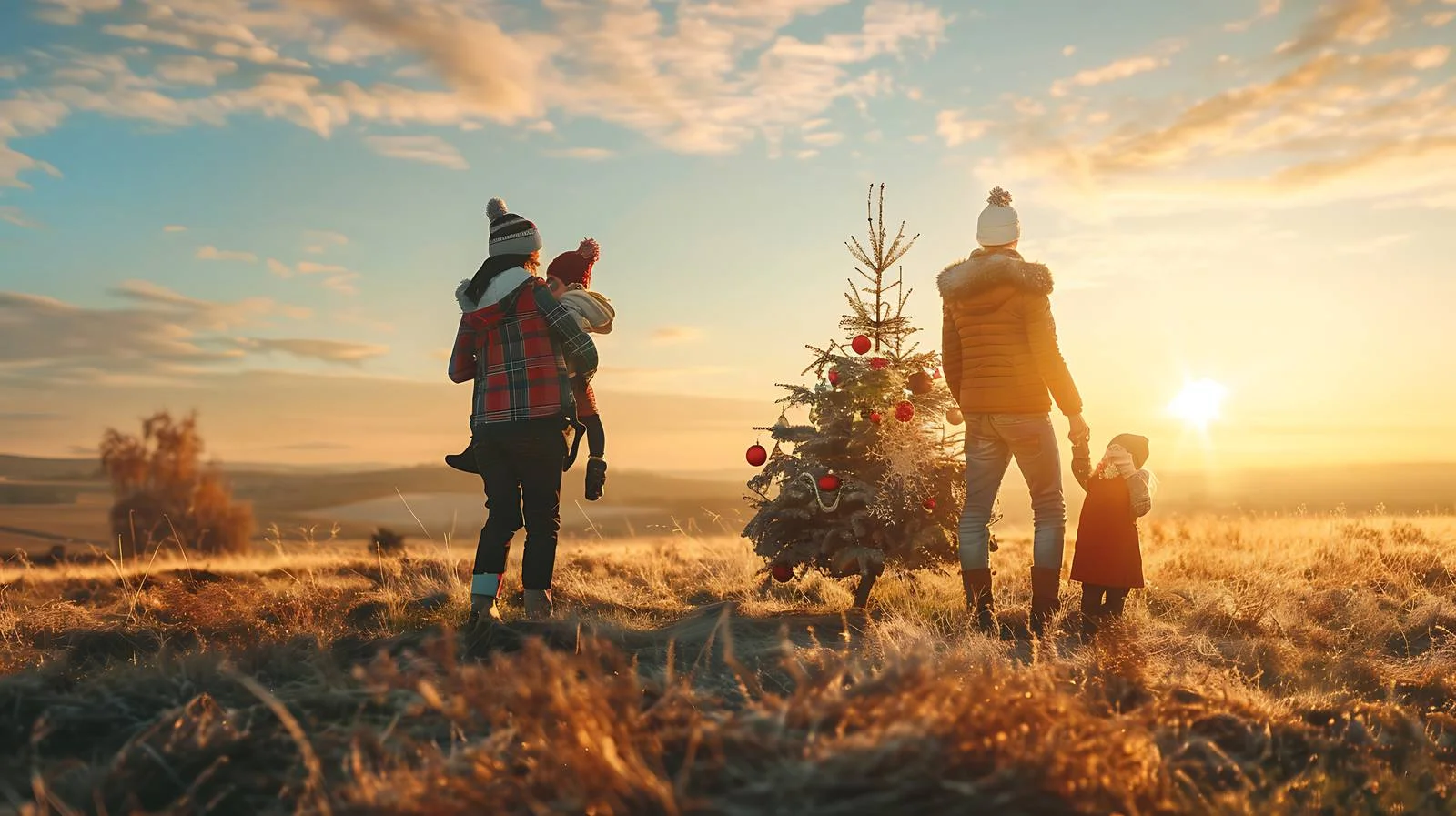 Festive Parents Carrying Joyful Kids Christmas — free download from Dotvec