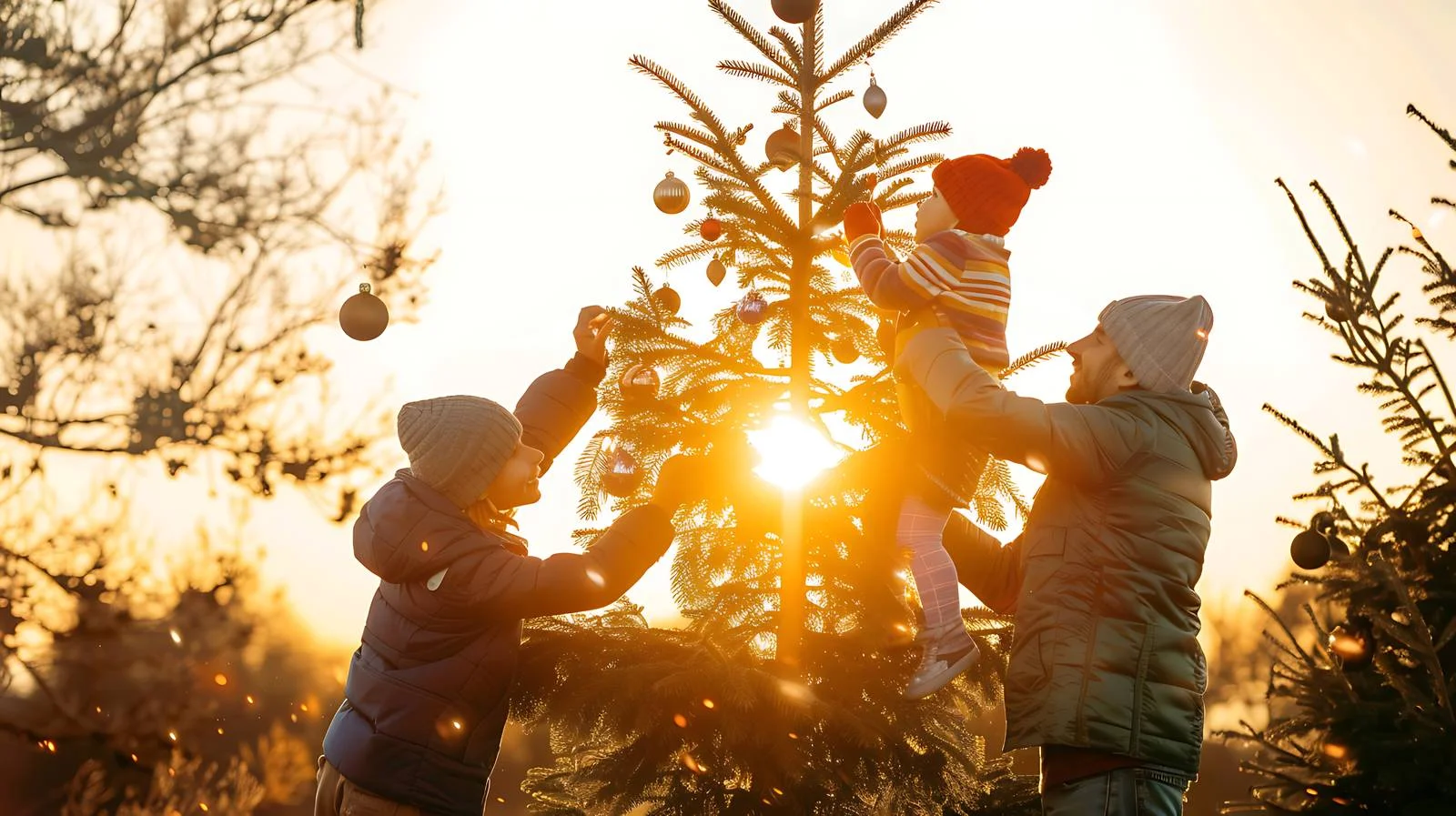 Festive Parents with Joyful Kids Adorning Christmas — free download from Dotvec