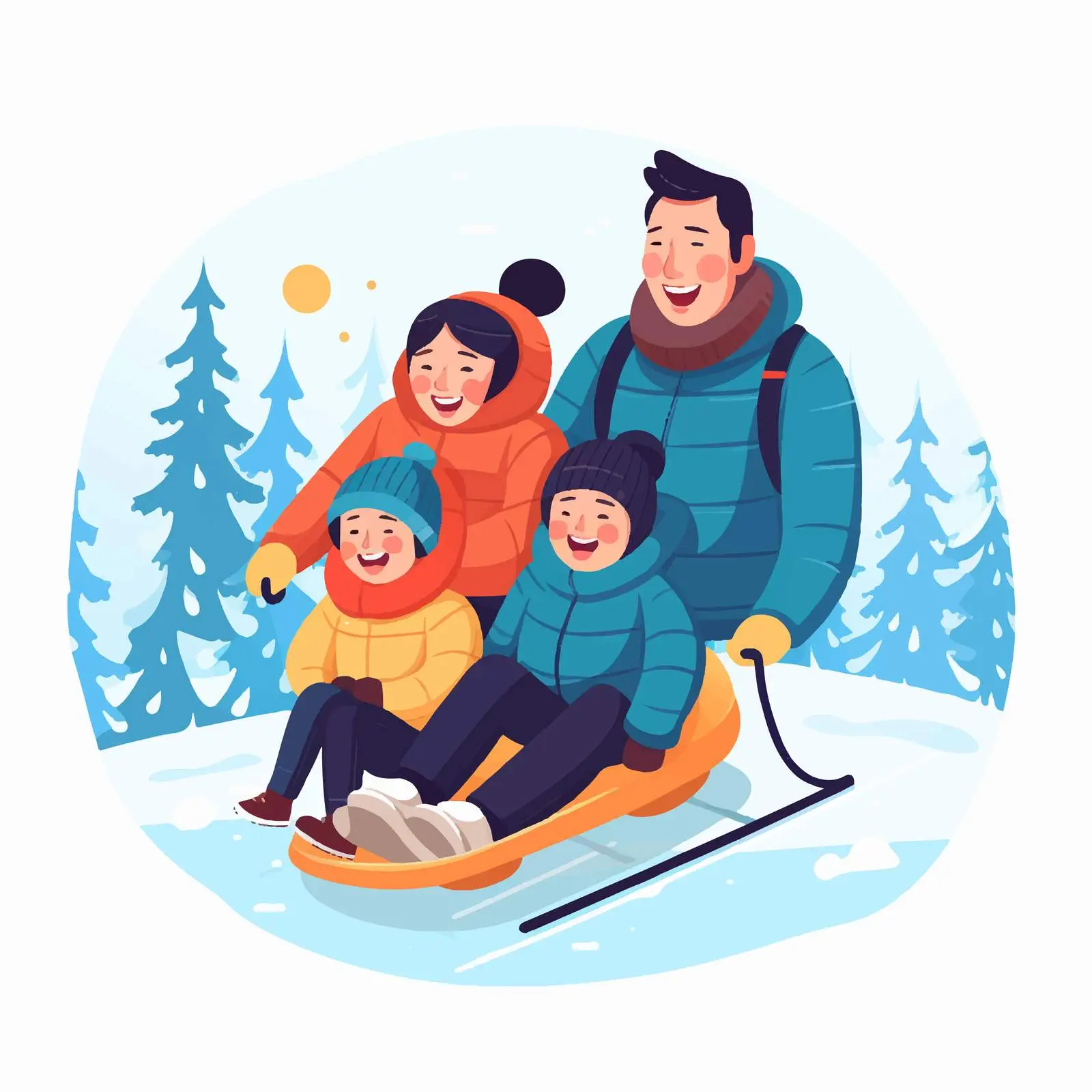 Family Sledding Fun: Parents with Their Son — free download from Dotvec