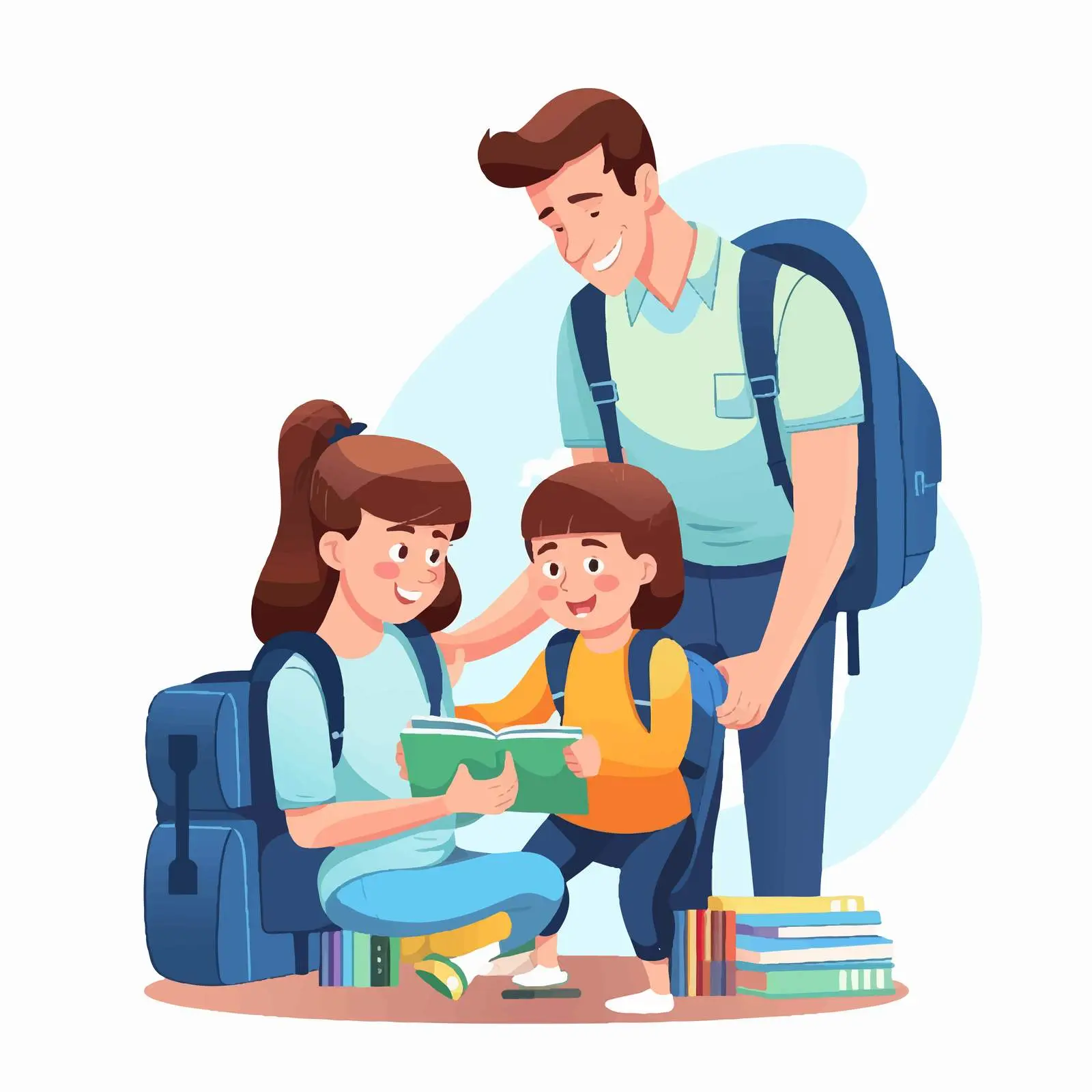Parents Packing School Bag for Their Child — free download from Dotvec
