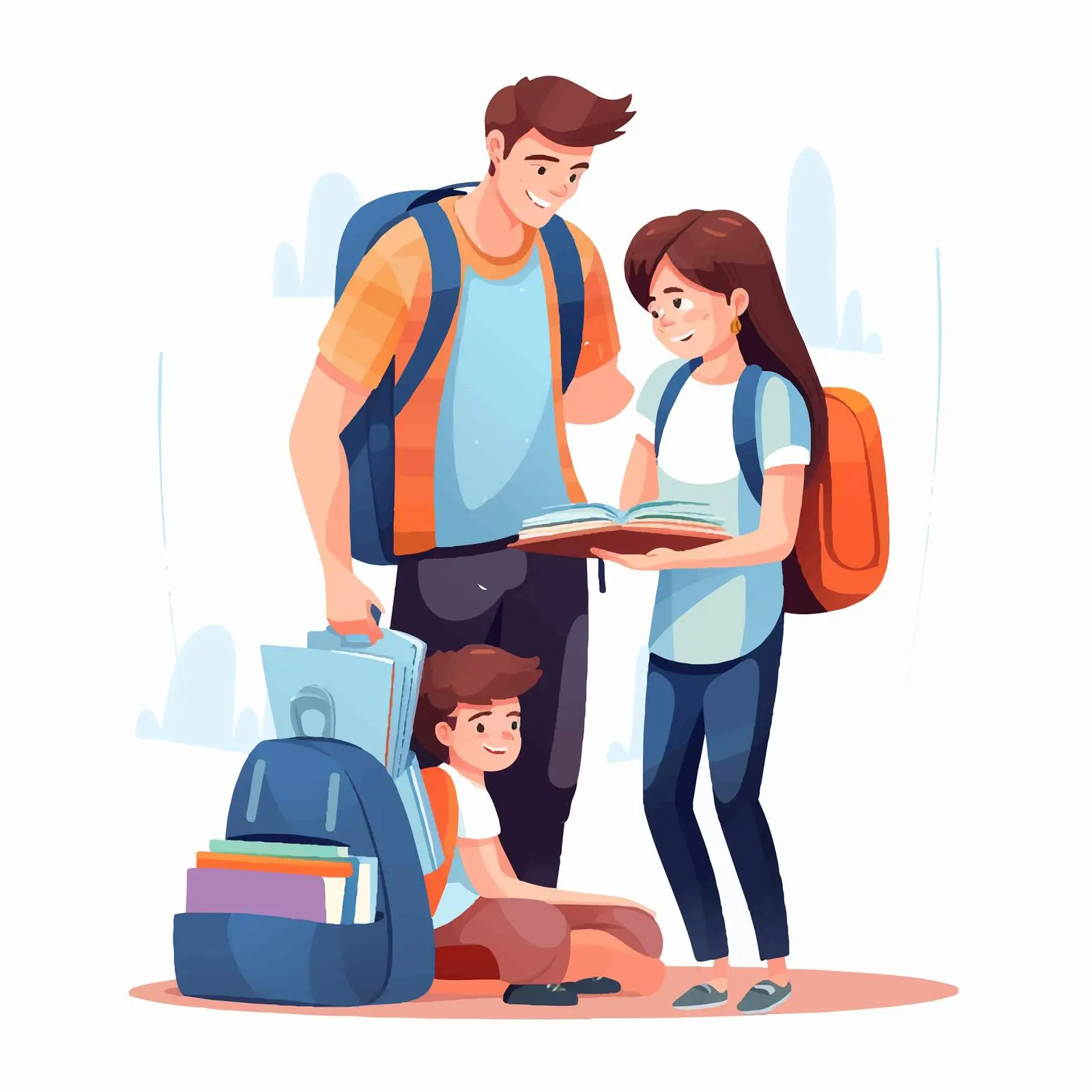 Parents Packing School Bag for Child — free download from Dotvec