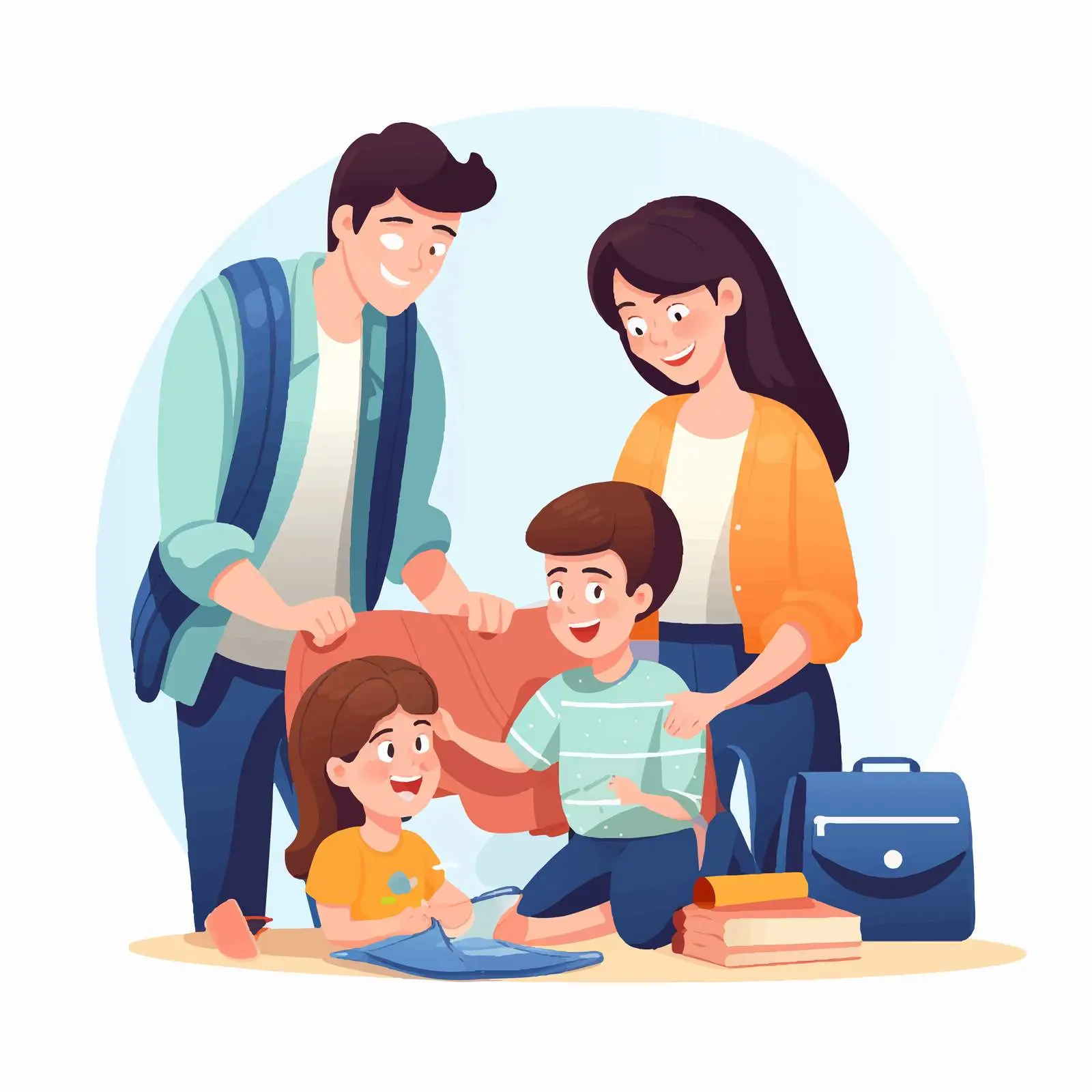 Parents Packing School Bag for Child — free download from Dotvec