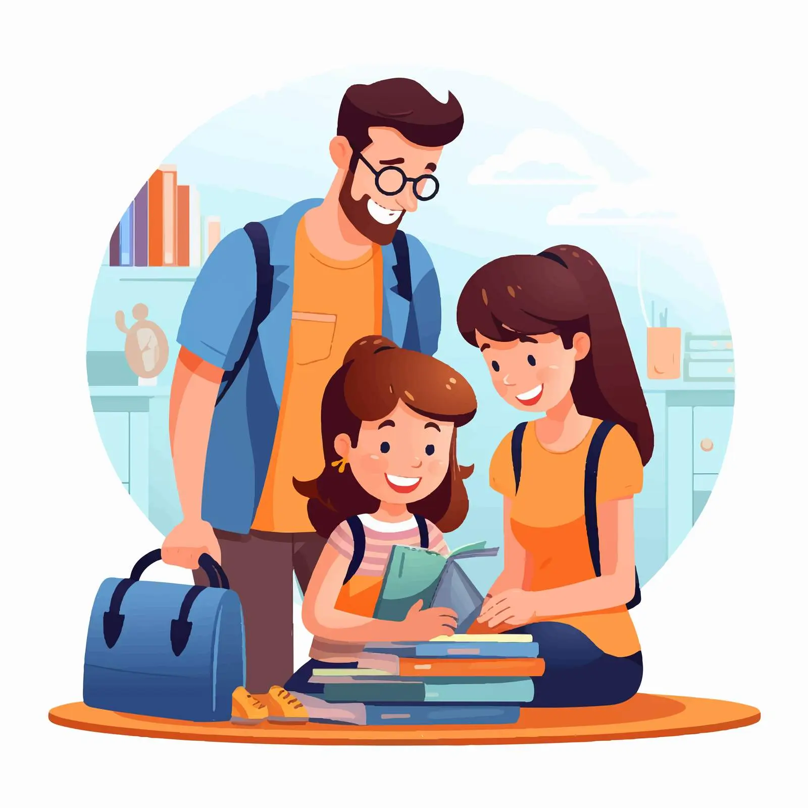 Parents Packing School Bag with Child — free download from Dotvec