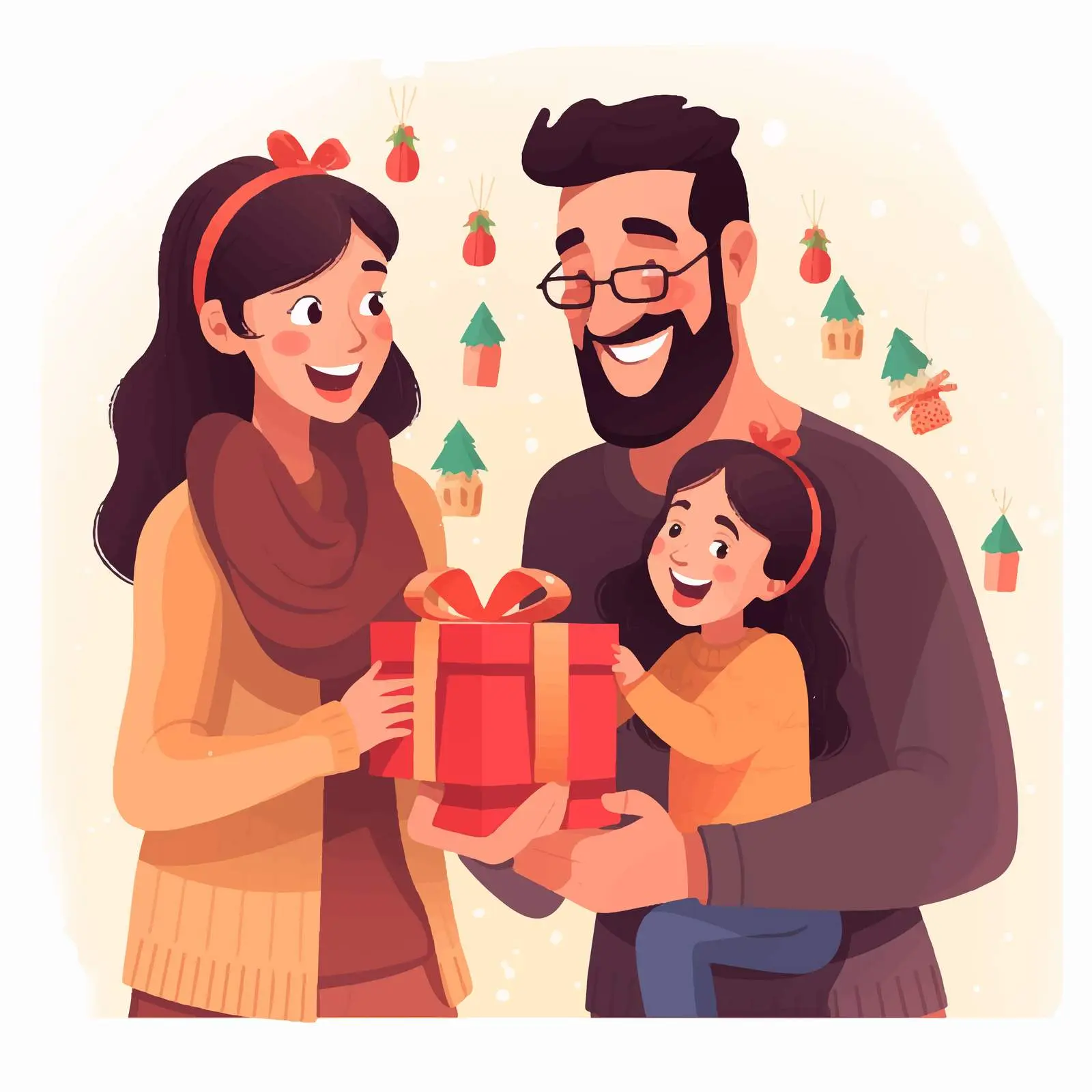 Parents Gifting Christmas Present to Daughter — free download from Dotvec