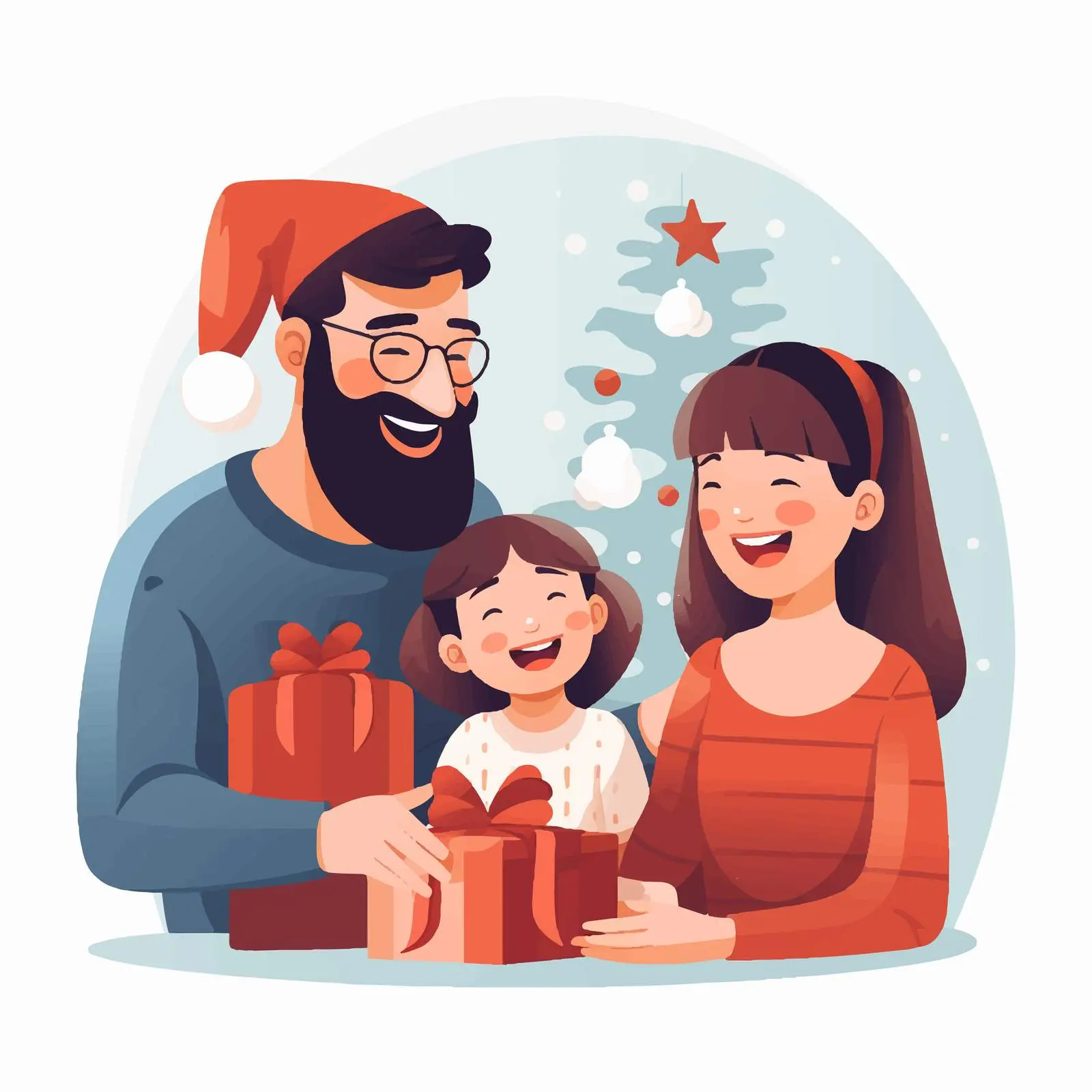Parents Giving Christmas Gift to Daughter — free download from Dotvec