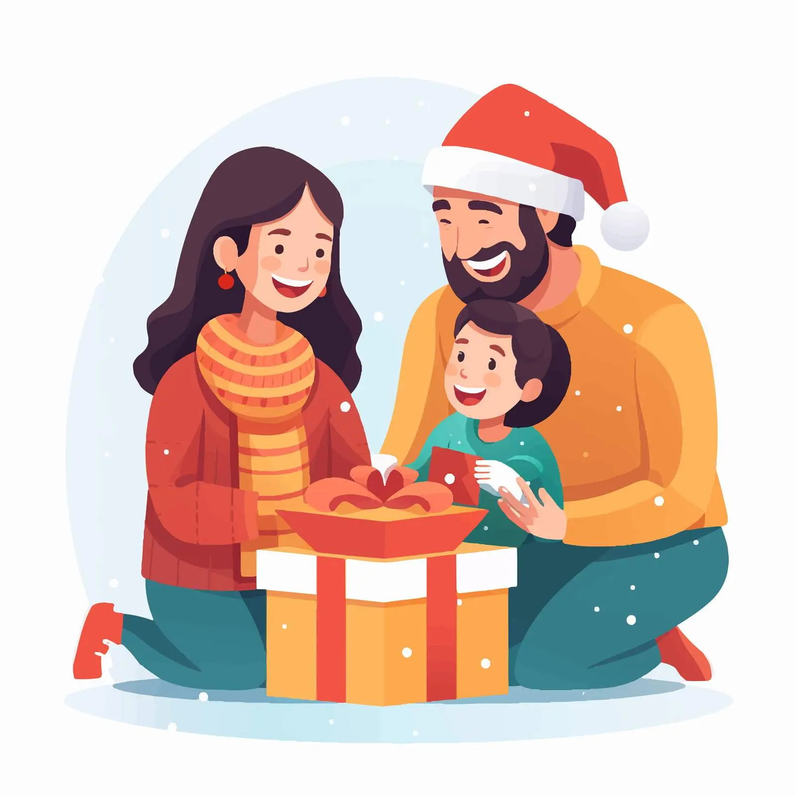 Parents Giving Christmas Gift to Daughter — free download from Dotvec