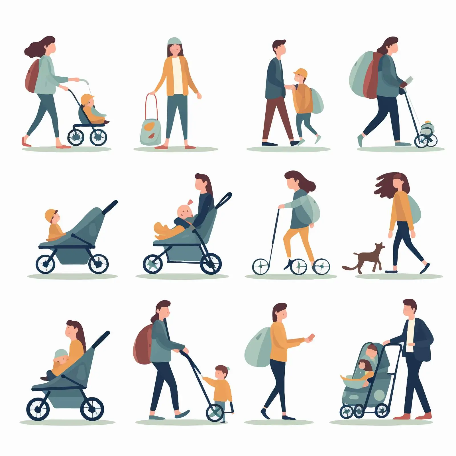 Parents with Babies in Prams Walking — free download from Dotvec
