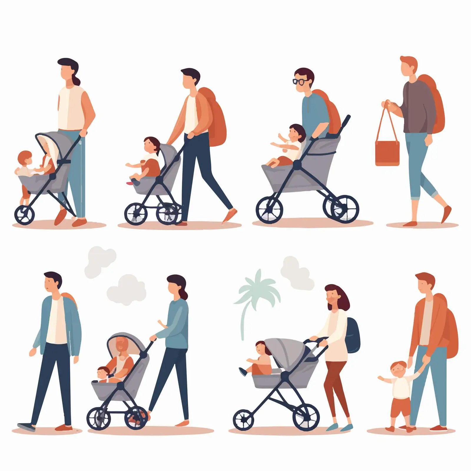 Parents Walking with Babies in Prams — free download from Dotvec