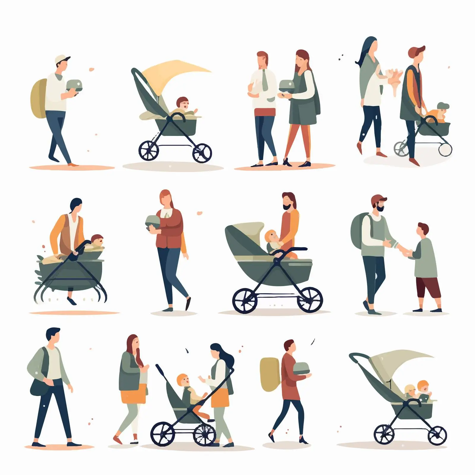 Parents with Babies in Prams Walking — free download from Dotvec