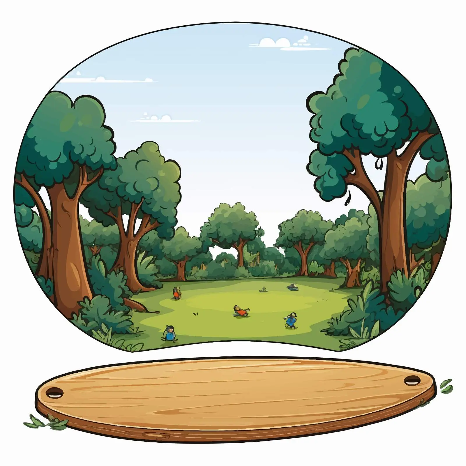 Kids Playing in Park with Blank Signboard — free download from Dotvec