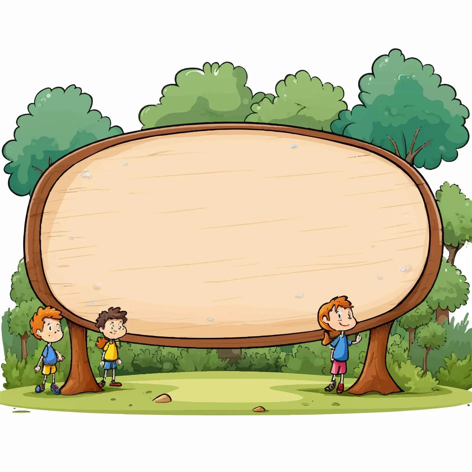 Children Playing in Park with Wooden Sign — free download from Dotvec