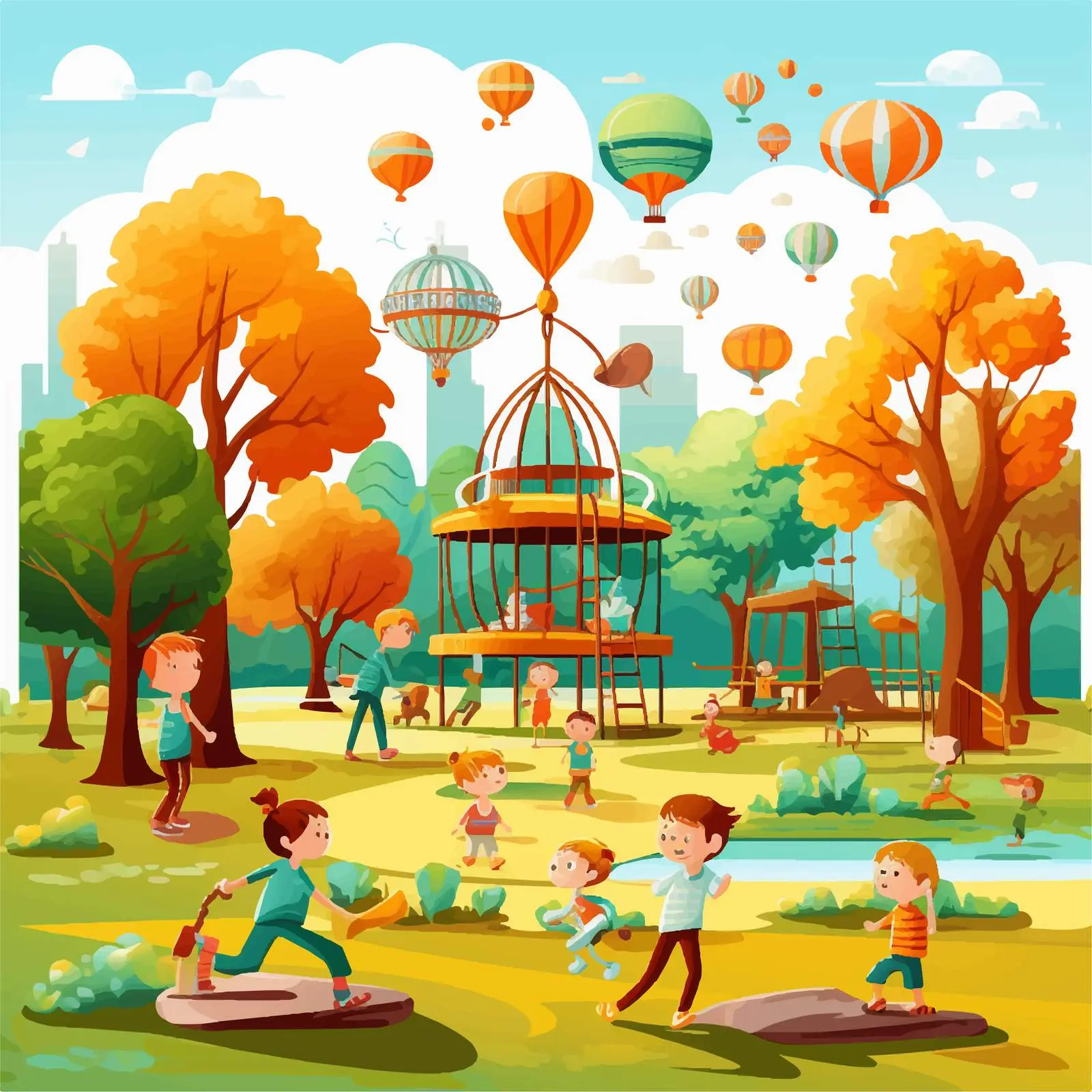 Children Playing in Park Illustration Vector — free download from Dotvec