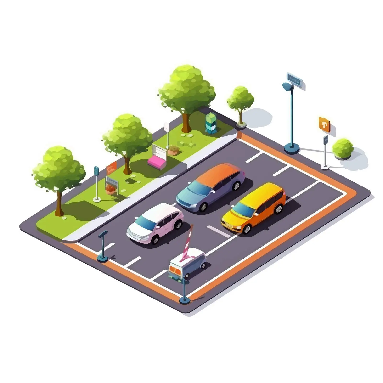 Cartoon Vector Illustration of Parking Zone Design — free download from Dotvec