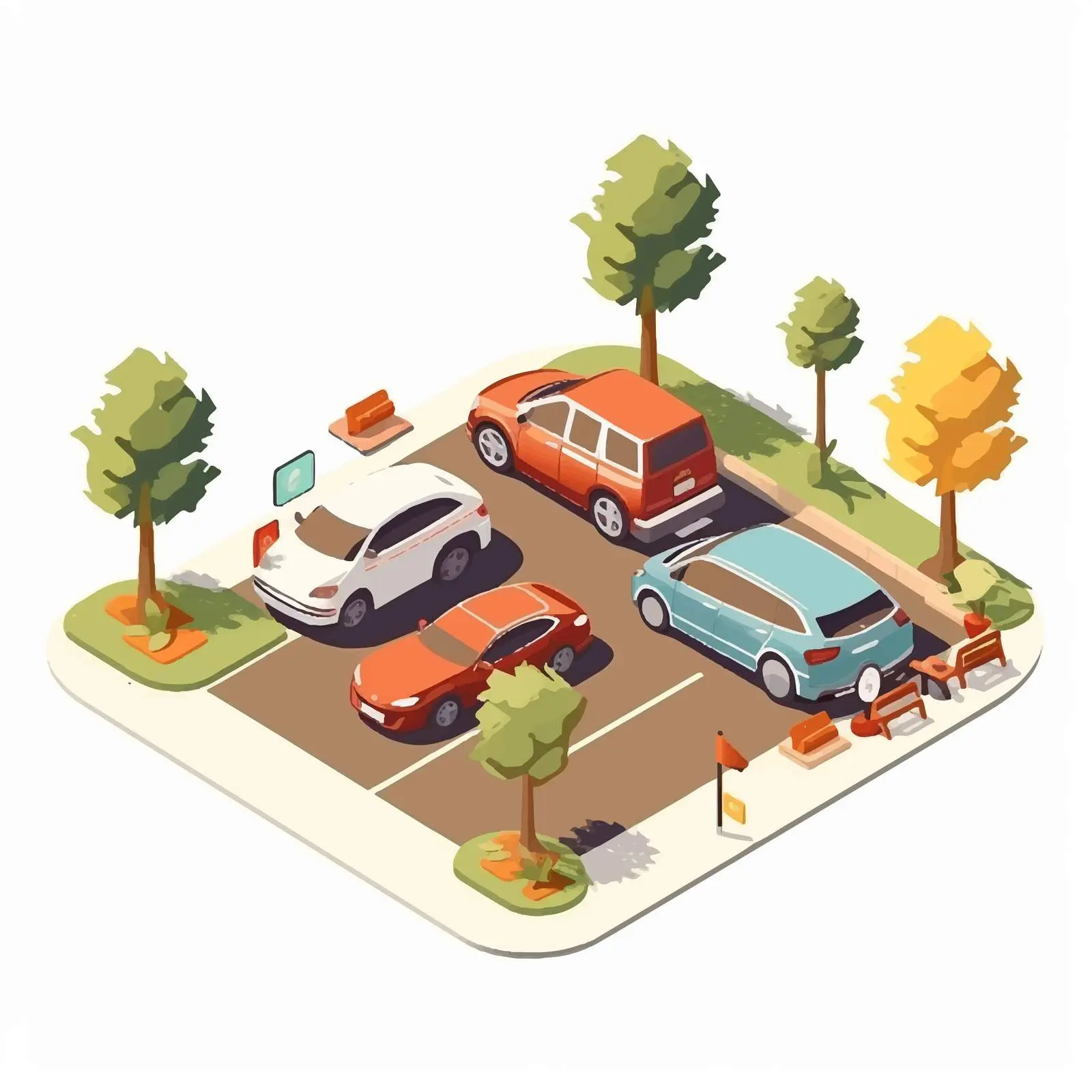 Cartoon Parking Zone Vector Illustration – free transportation graphics image from Dotvec