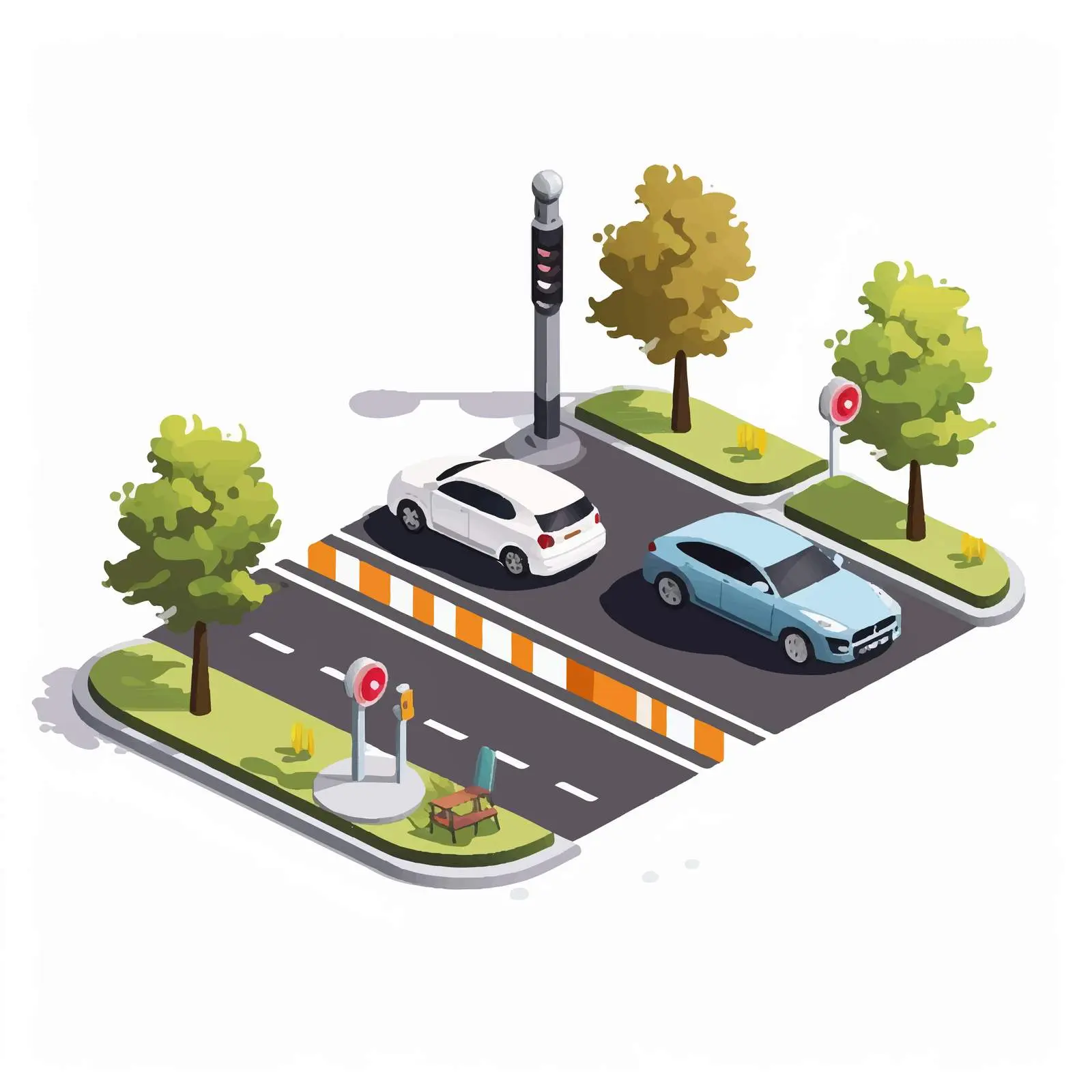 Cartoon Parking Zone Vector Illustration – free public transport image from Dotvec