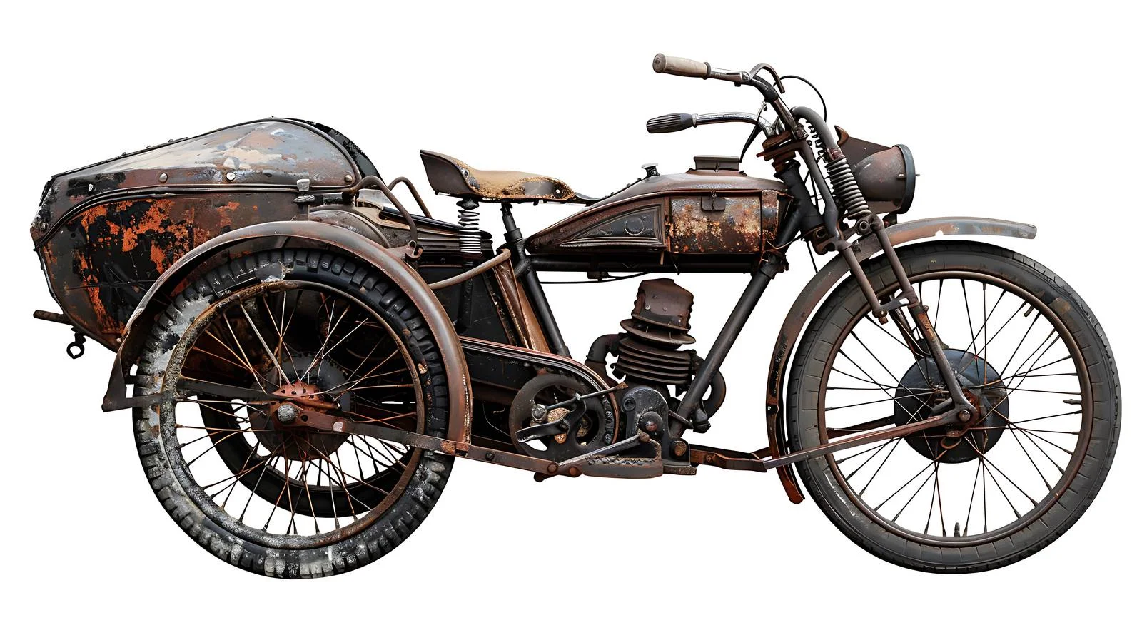 Vintage Motorcycle Section with Sidecar Isolated — free download from Dotvec