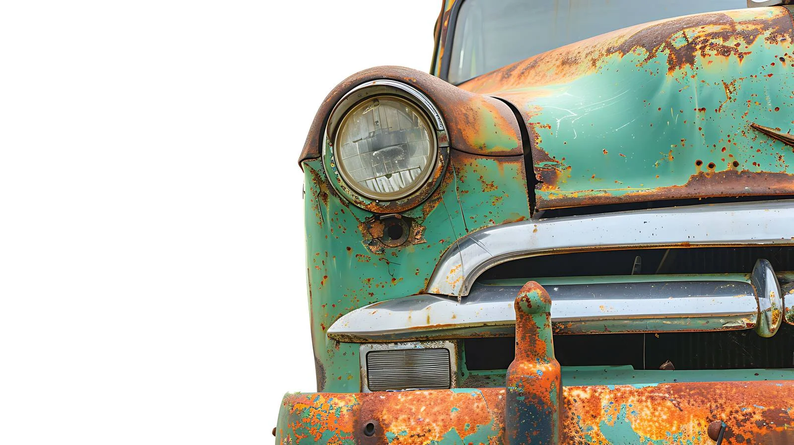 Vintage Green Car Front Detail Close-Up — free download from Dotvec