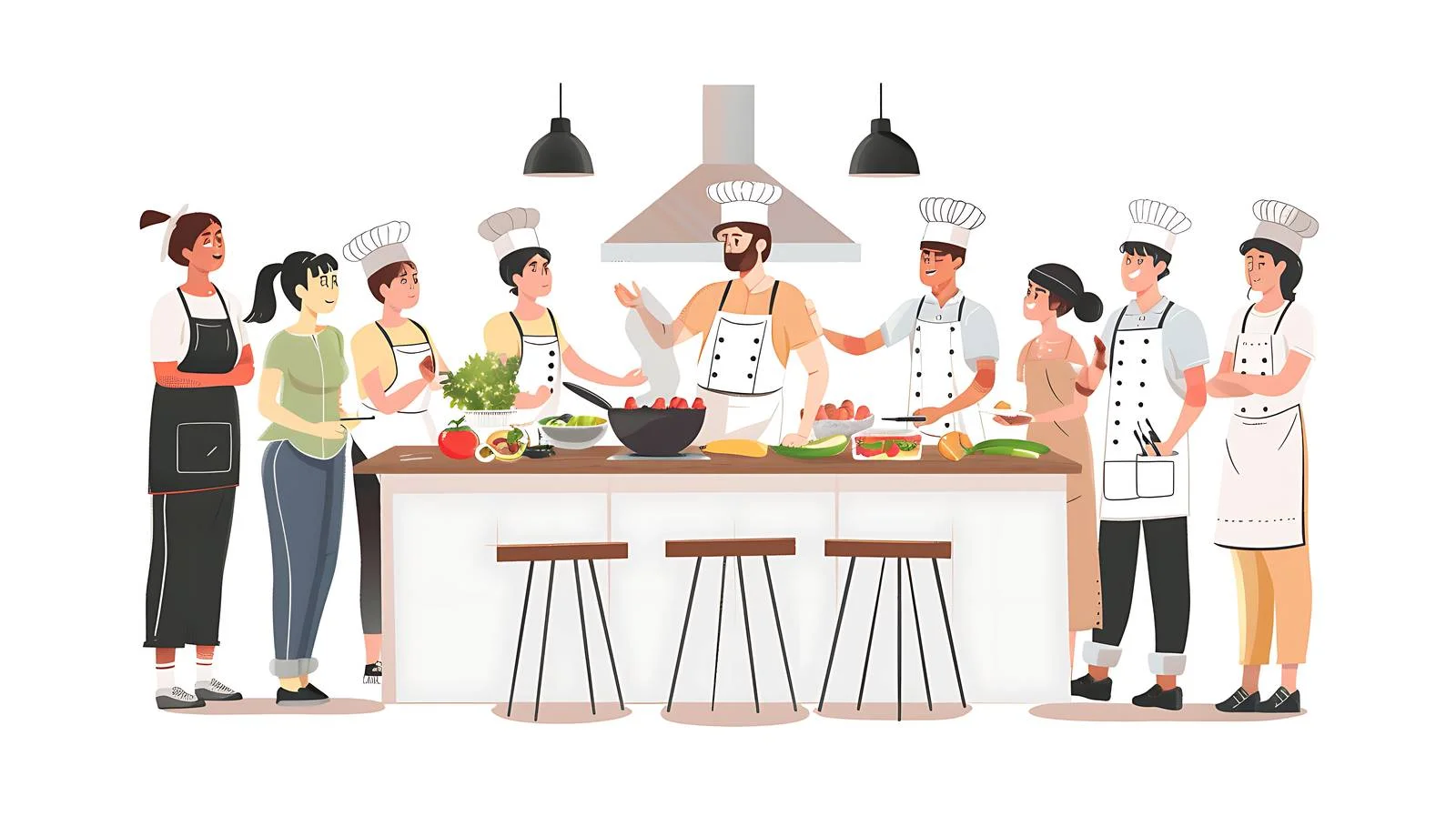 Cooking Class Participants Observing Female Chef — free download from Dotvec