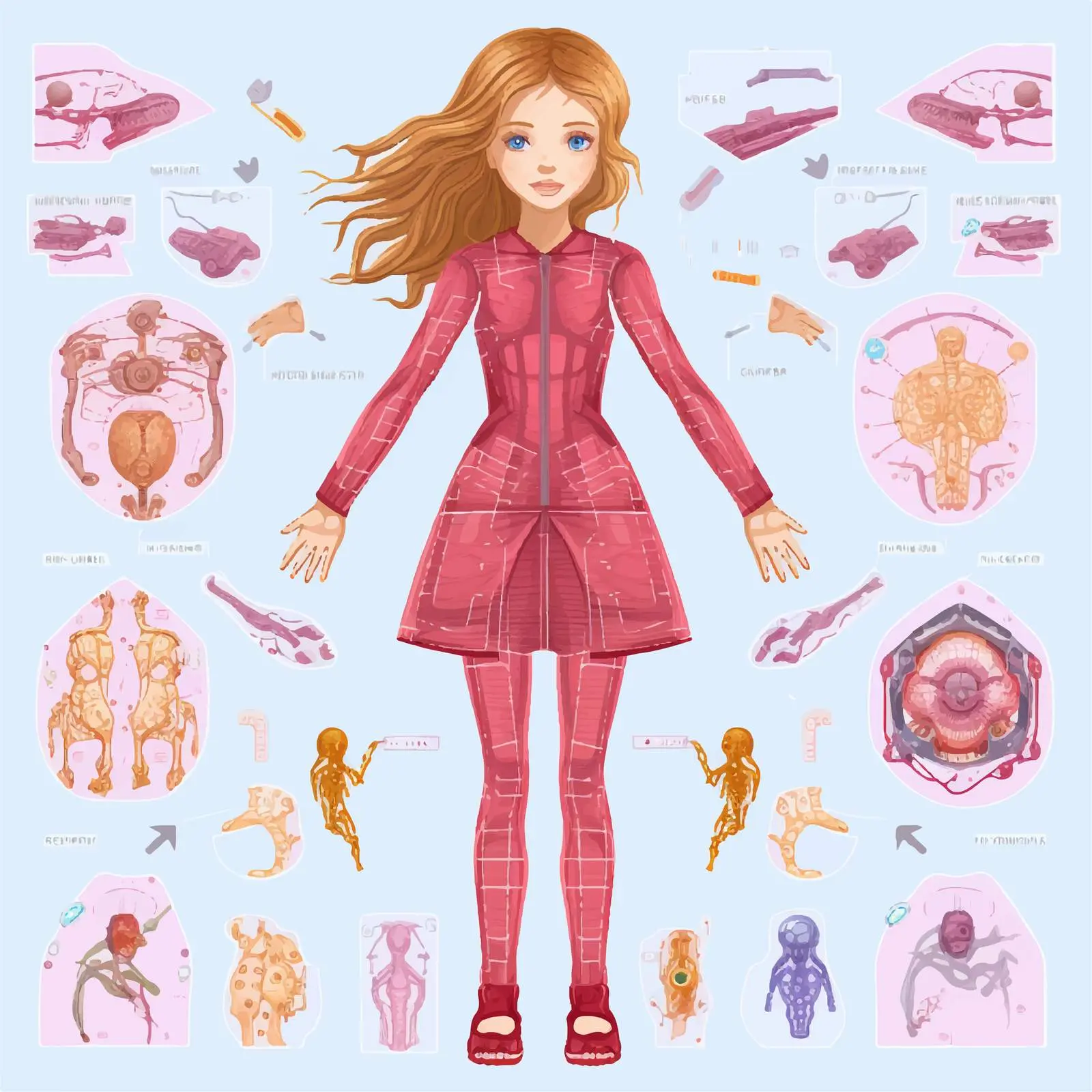 Young Girl Body Parts Illustration Vector Art — free download from Dotvec