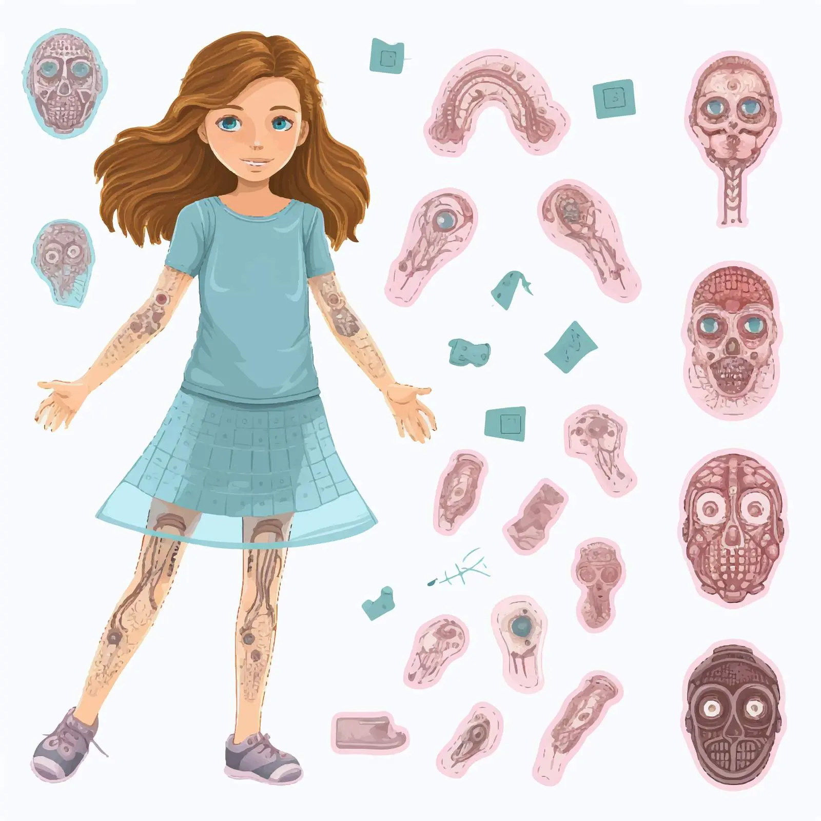 Human Body Parts on Young Girl Vector Illustration — free download from Dotvec